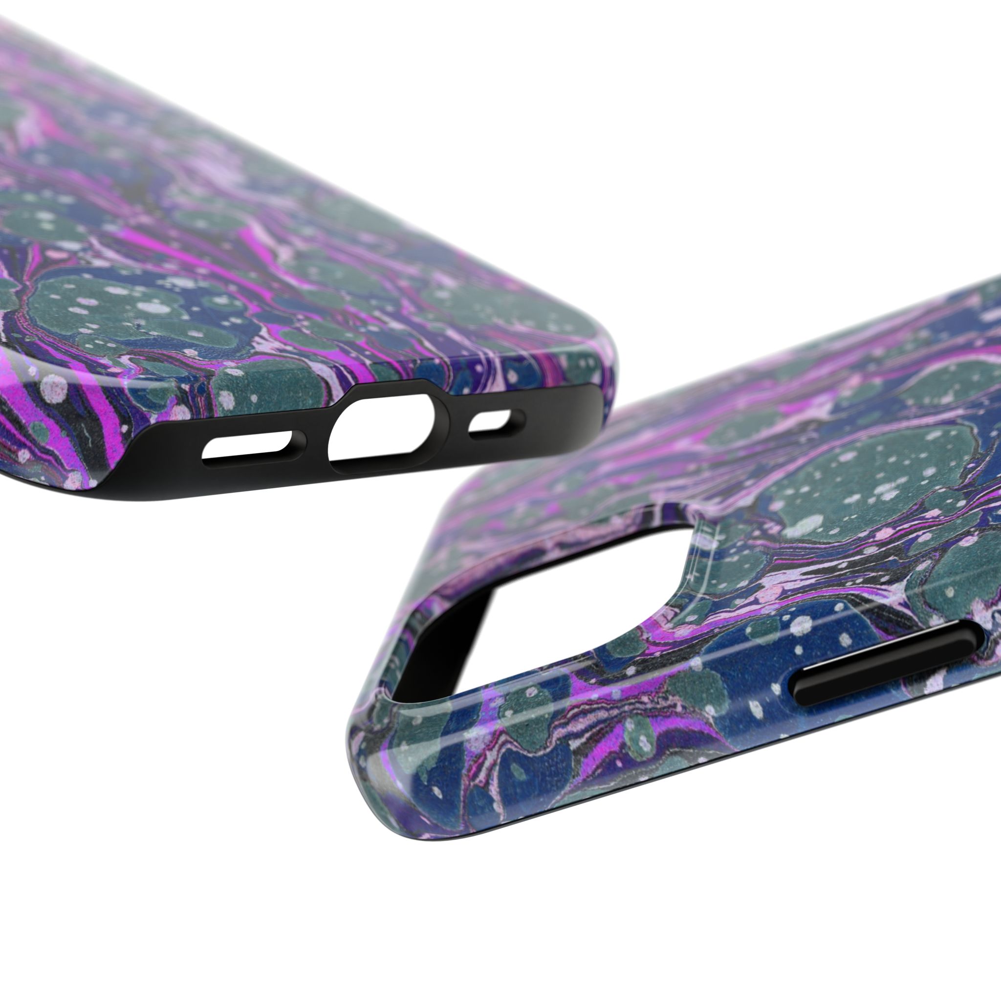 Marbled Phone Case - Navy, Magenta & Moss Green - Image 55