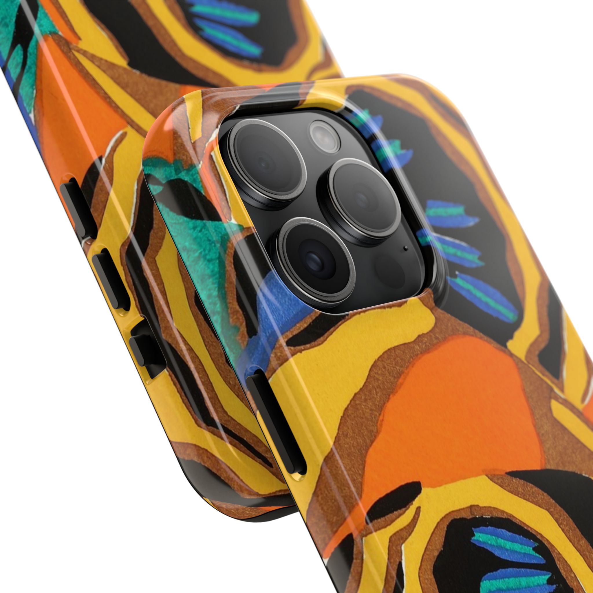 Orange, Black & Blue Abstract Phone Case - Image 58