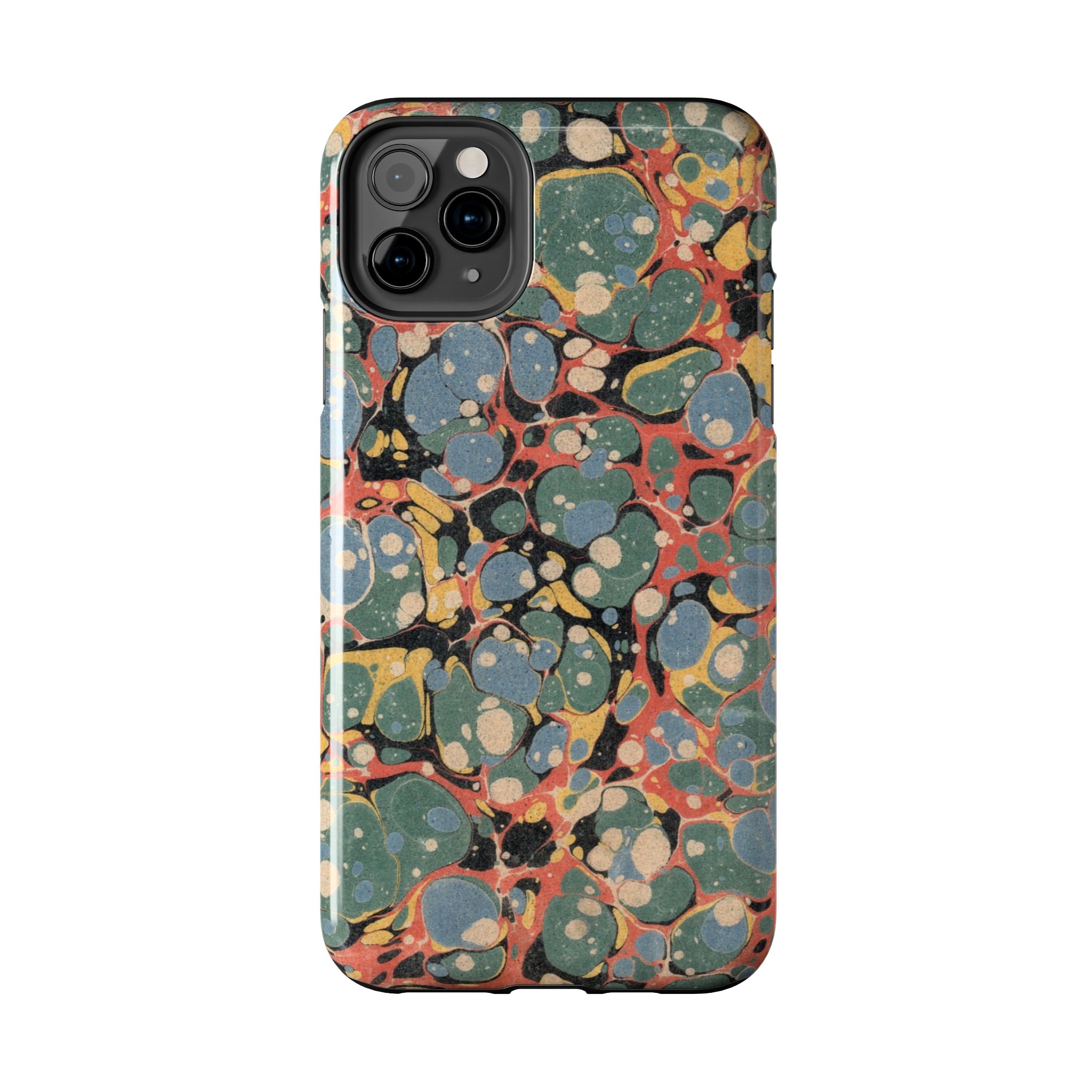 18th C. Marbled Paper Phone Case - Blue, Orange & Black - Image 10