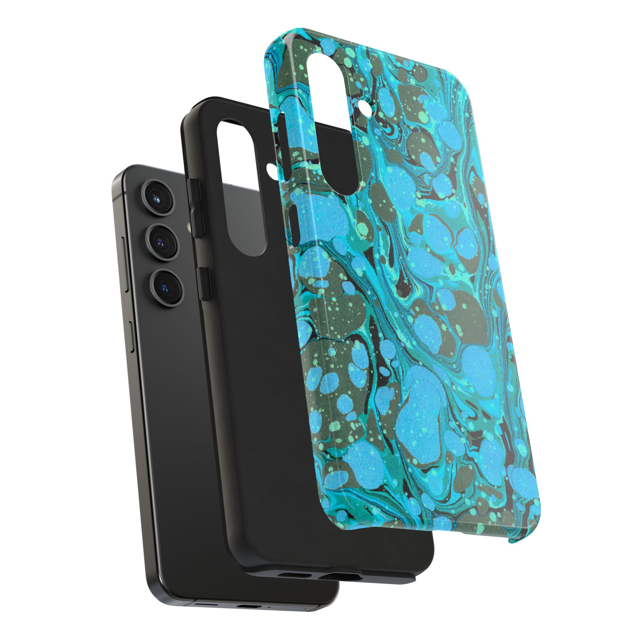 Marbled Phone Case - Aqua & Moss Green - Image 84