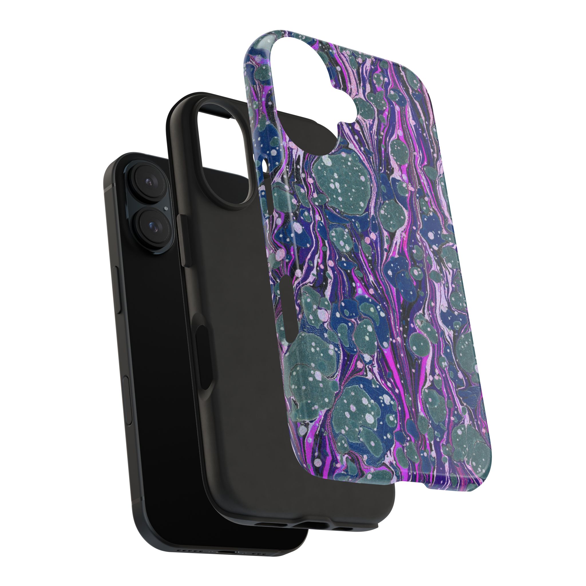 Marbled Phone Case - Navy, Magenta & Moss Green - Image 77