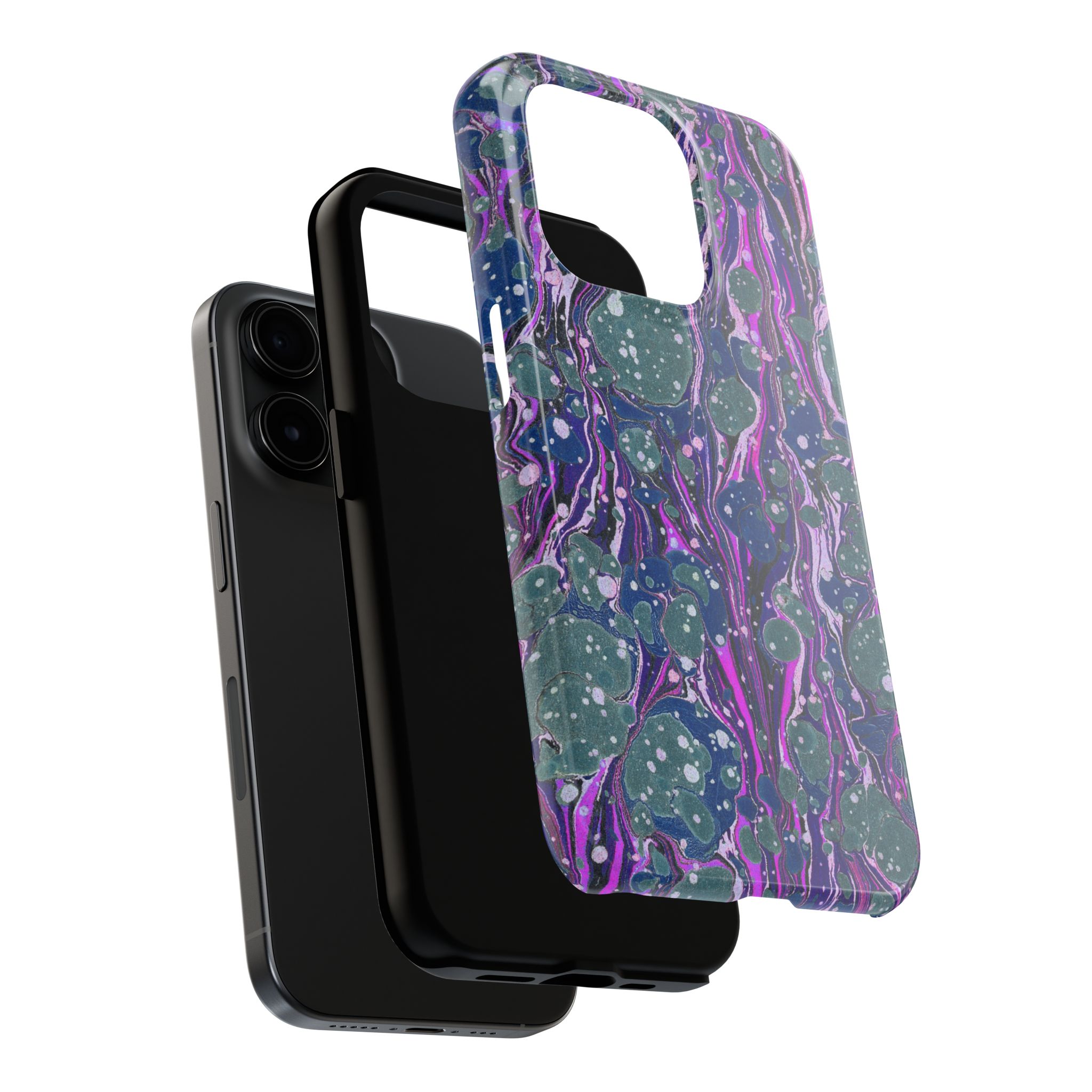 Marbled Phone Case - Navy, Magenta & Moss Green - Image 60