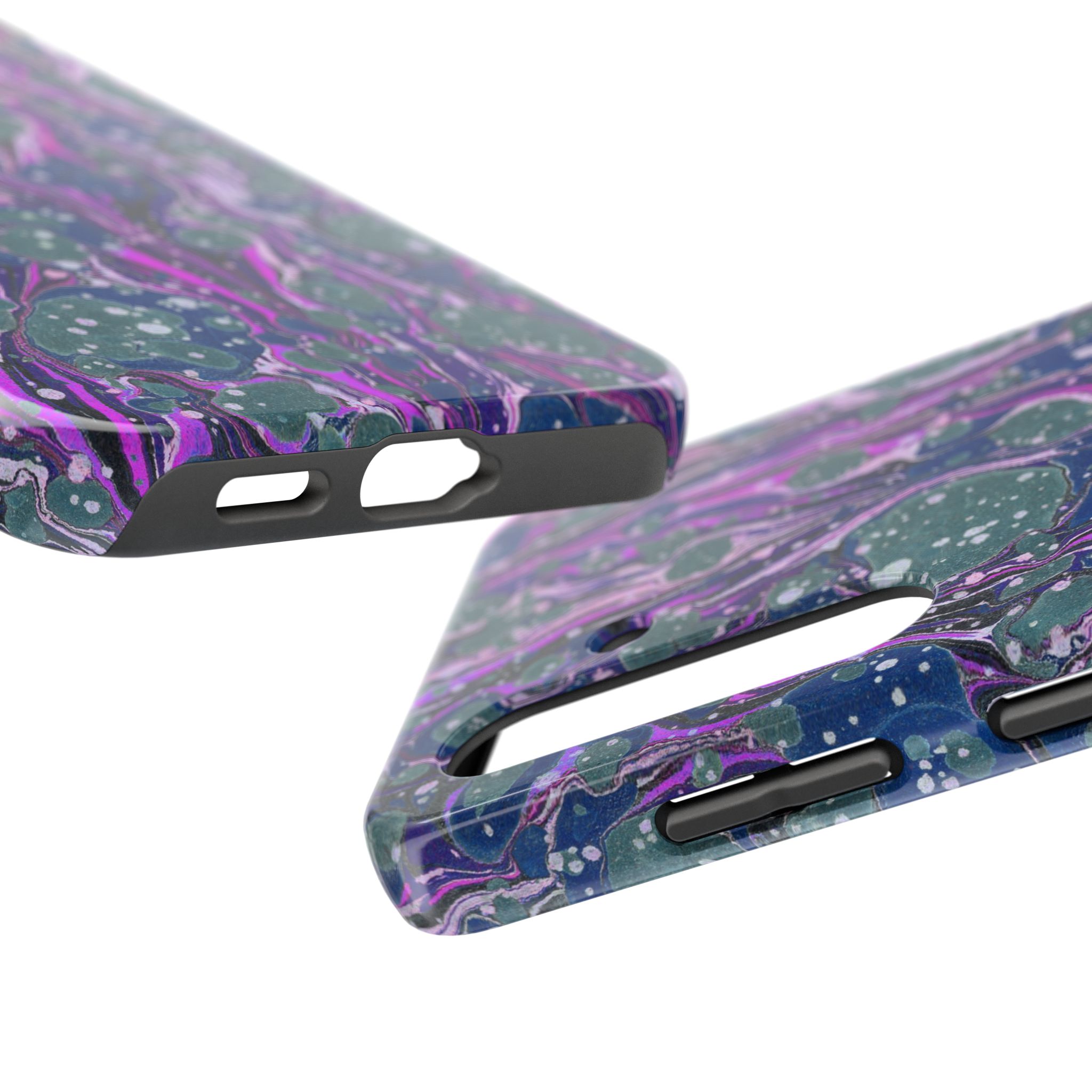 Marbled Phone Case - Navy, Magenta & Moss Green - Image 83
