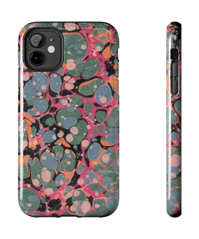 Marbled Phone Case - Carnation Pink, Dusty Blue & Moss Green