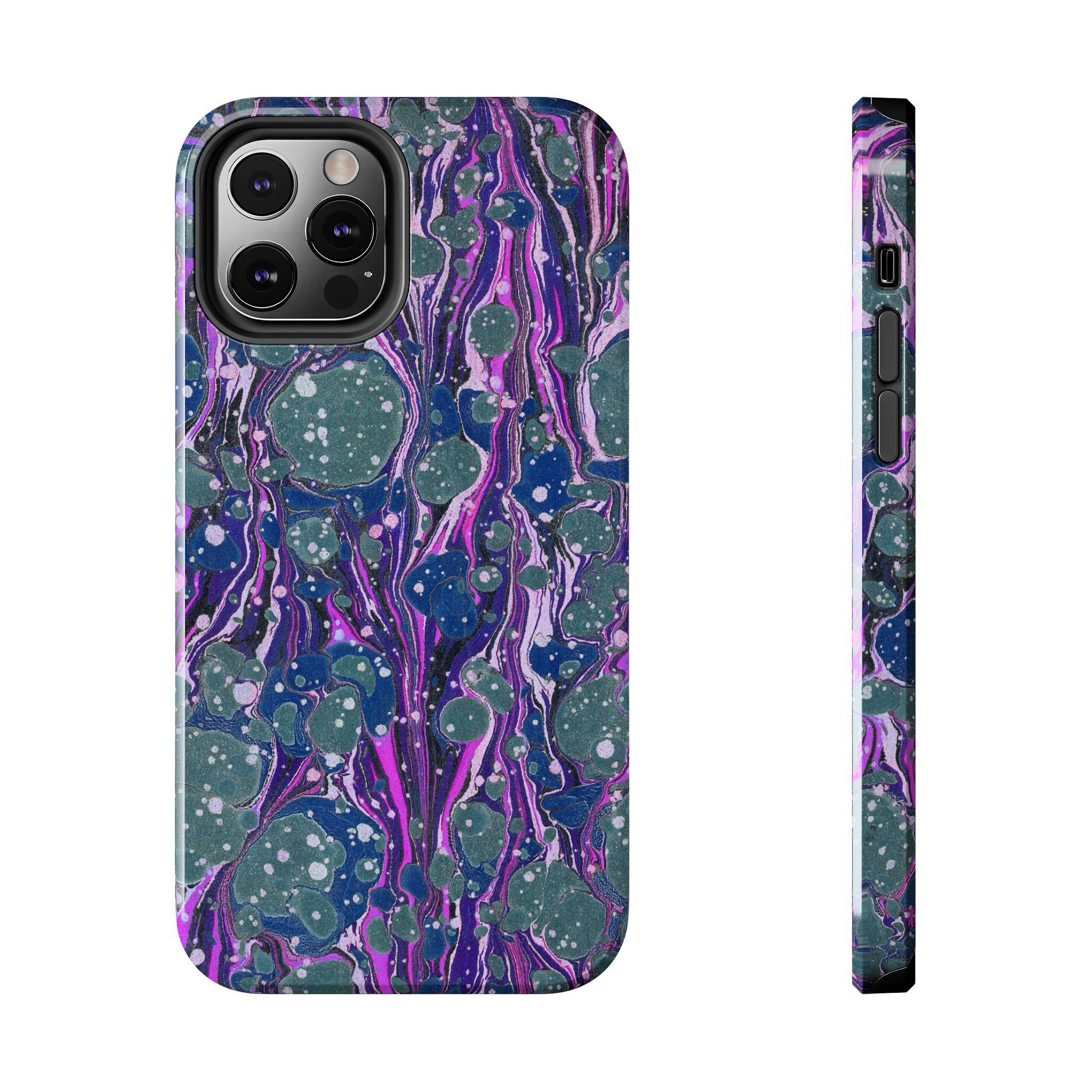 Marbled Phone Case - Navy, Magenta & Moss Green - Image 21