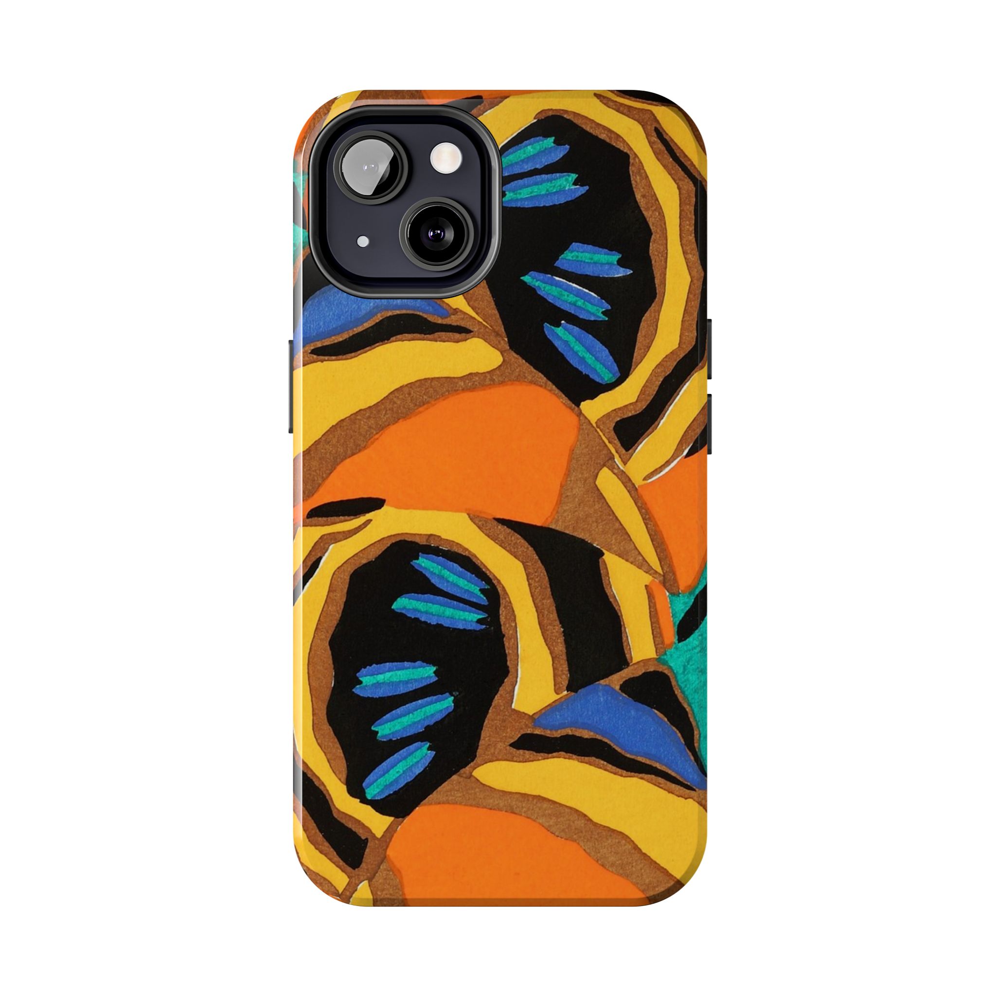 Orange, Black & Blue Abstract Phone Case - Image 30