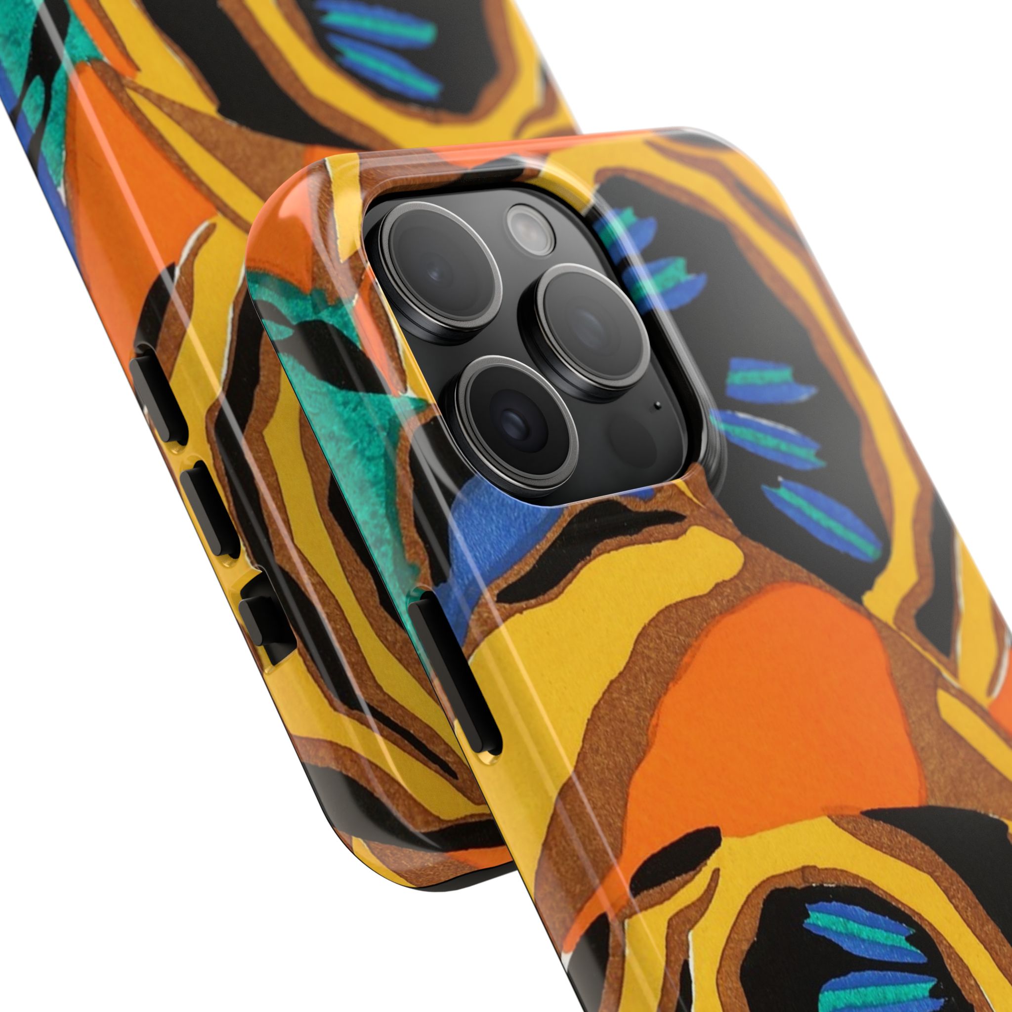 Orange, Black & Blue Abstract Phone Case - Image 66