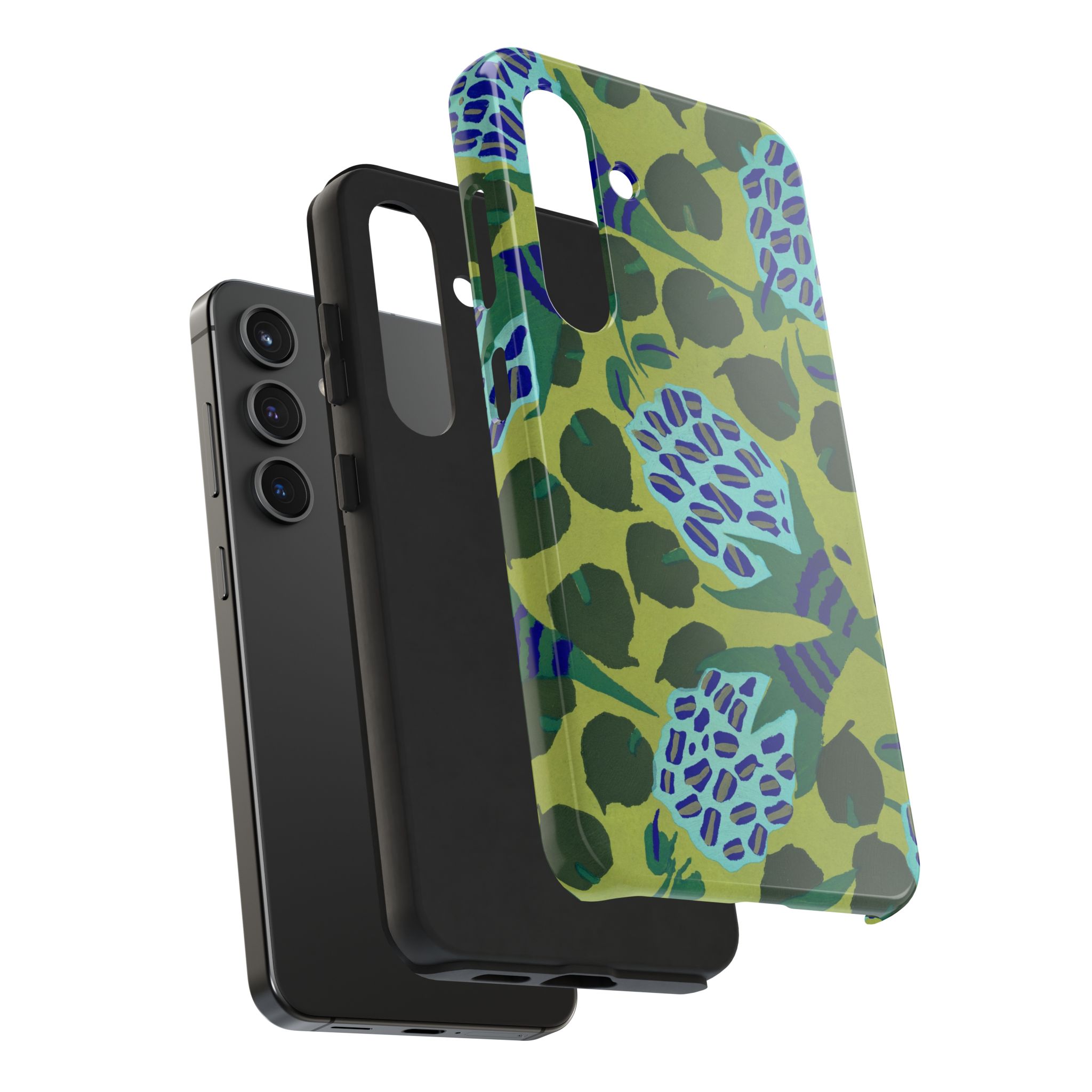 Blue & Green Floral Abstract Phone Case - Image 84