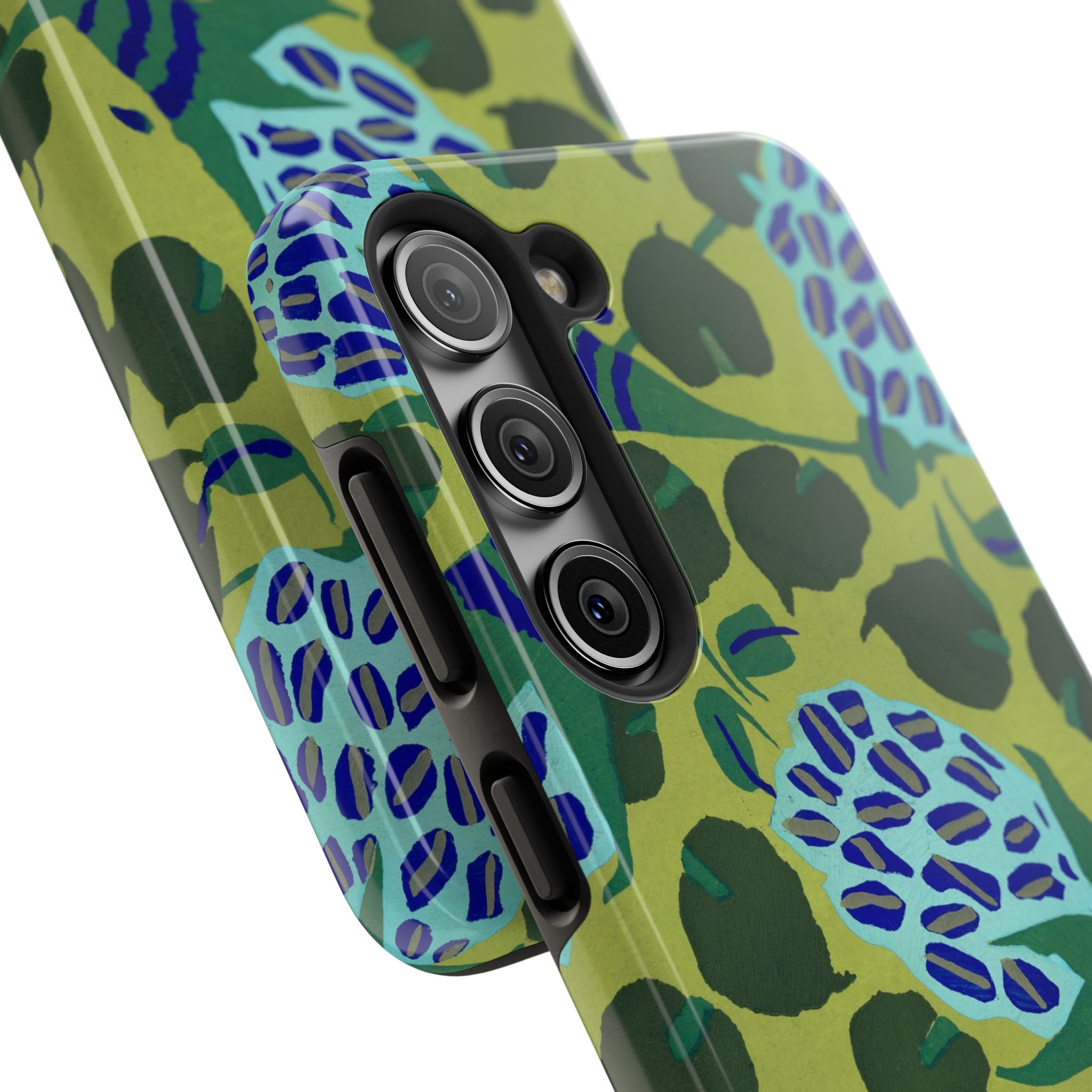 Blue & Green Floral Abstract Phone Case - Image 86