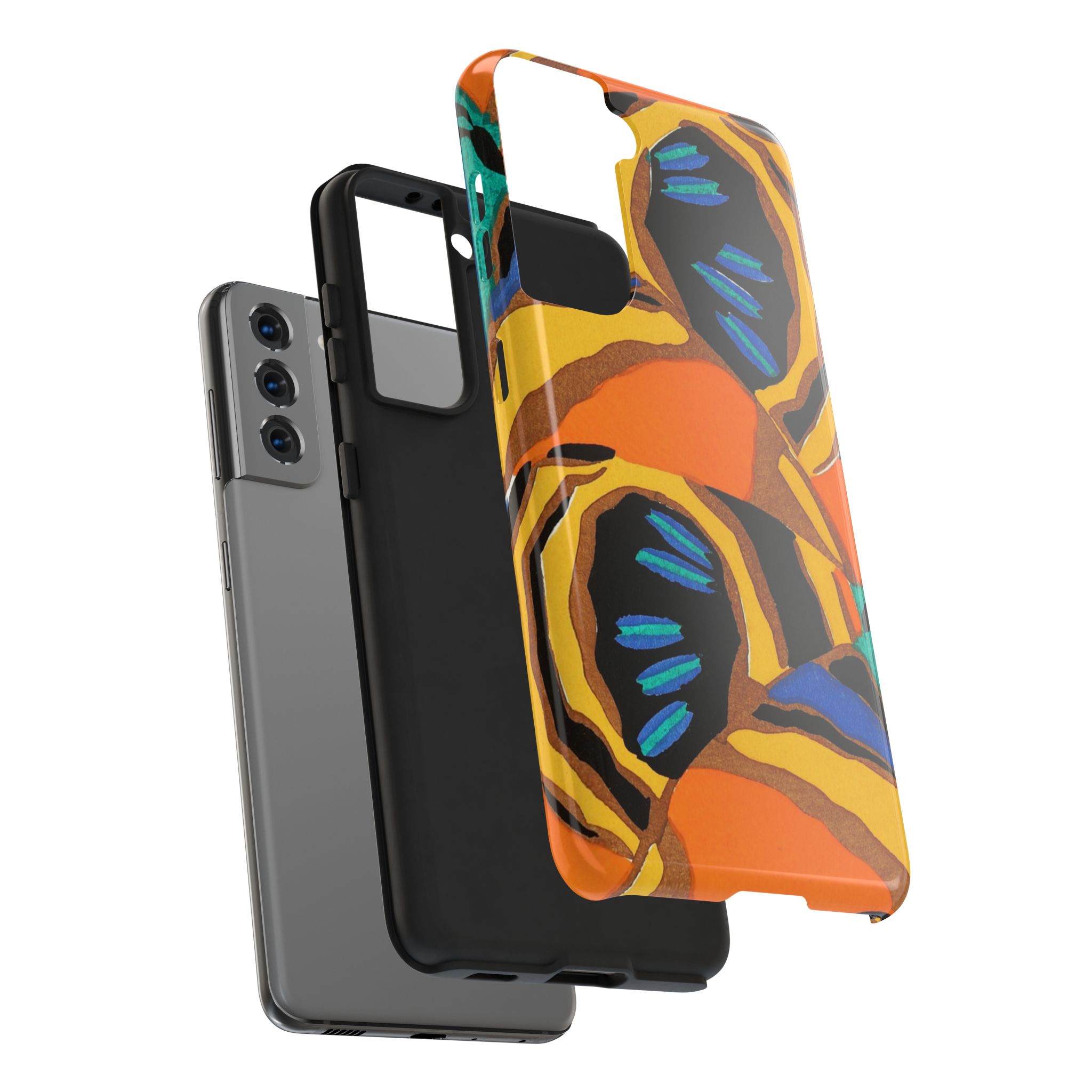 Orange, Black & Blue Abstract Phone Case - Image 96