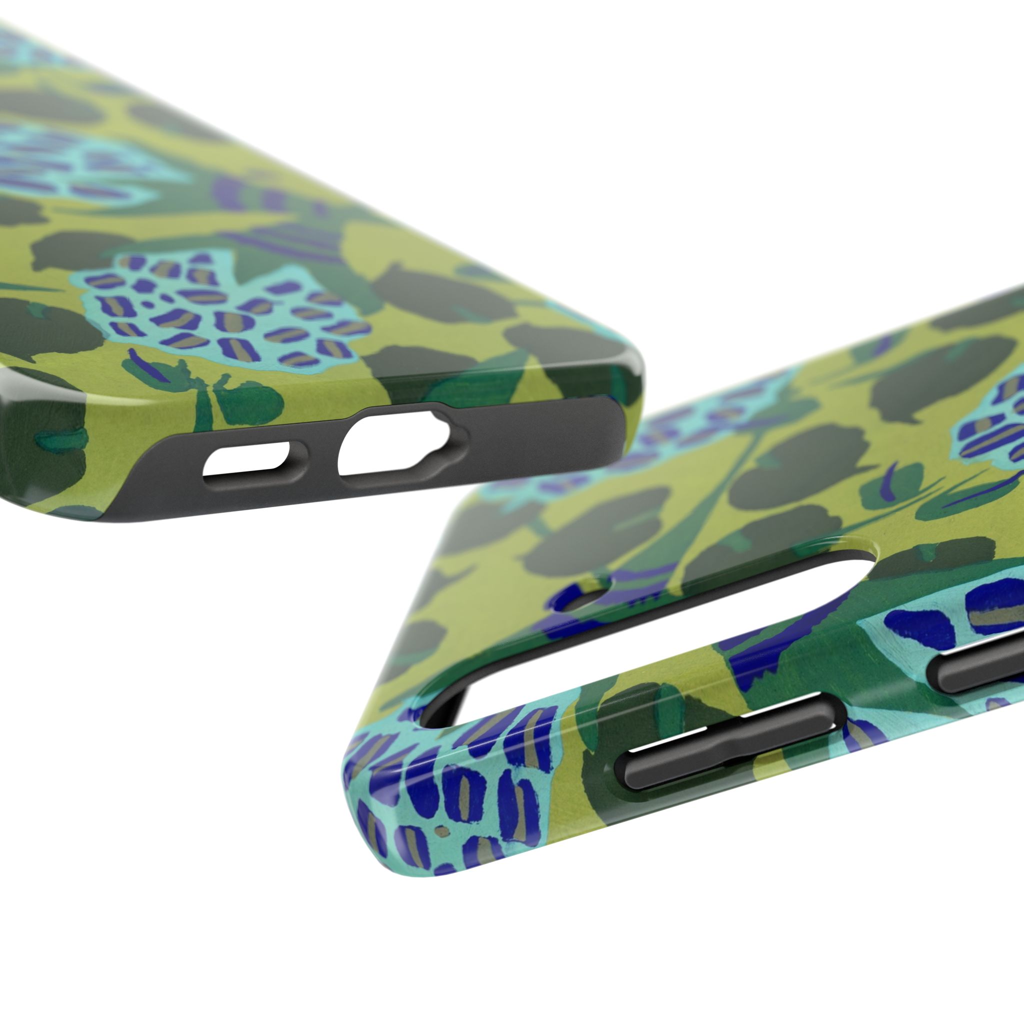 Blue & Green Floral Abstract Phone Case - Image 83