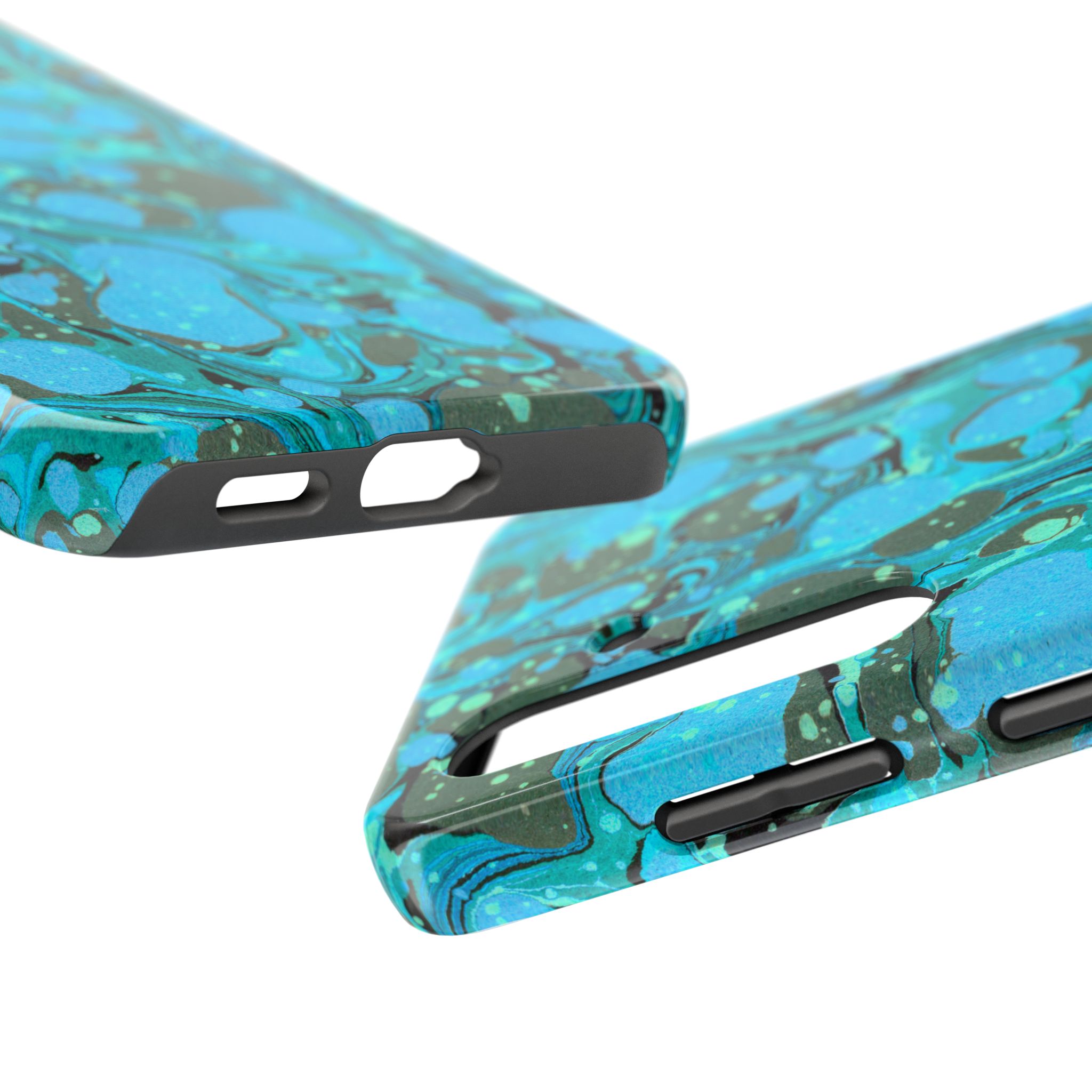 Marbled Phone Case - Aqua & Moss Green - Image 83