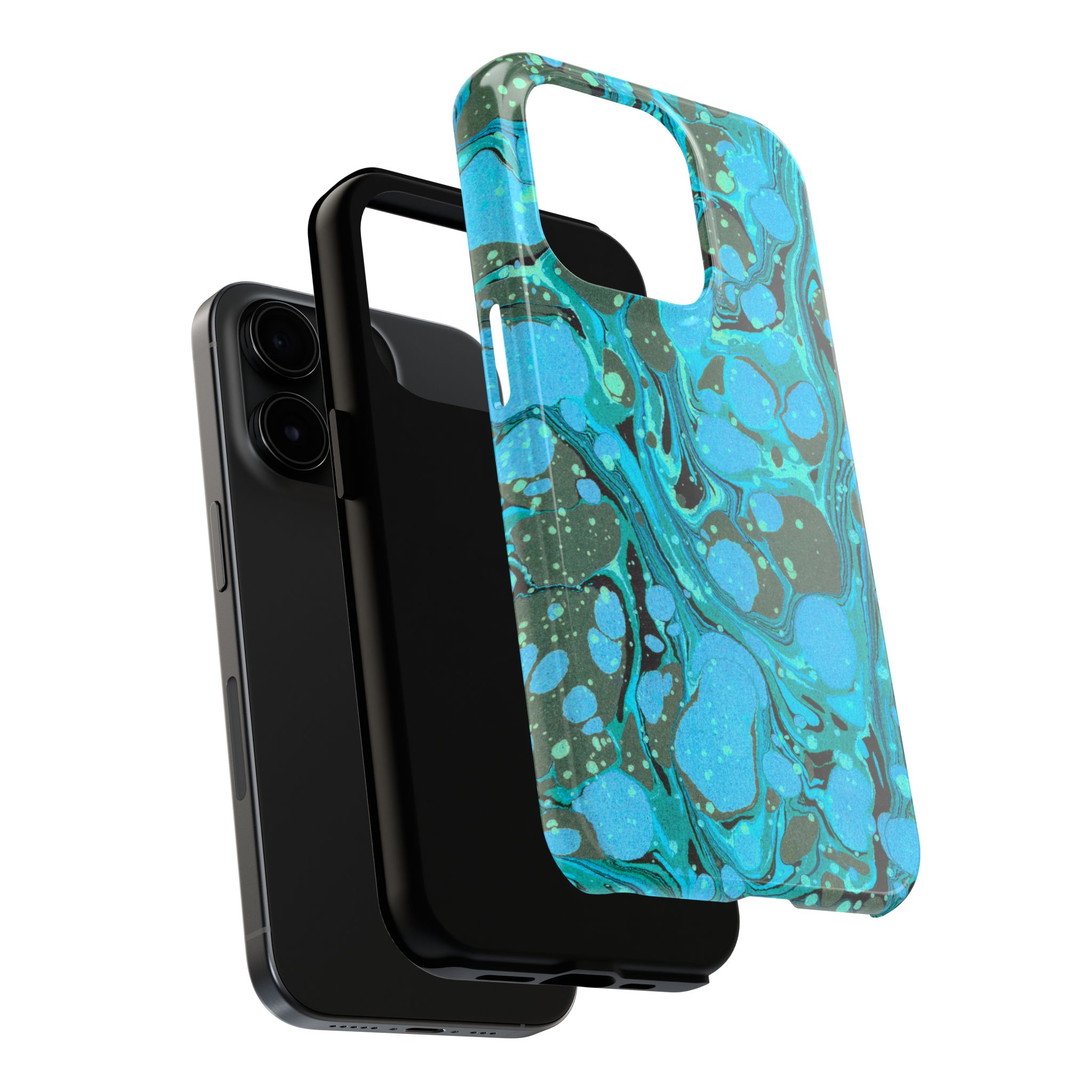 Marbled Phone Case - Aqua & Moss Green - Image 60