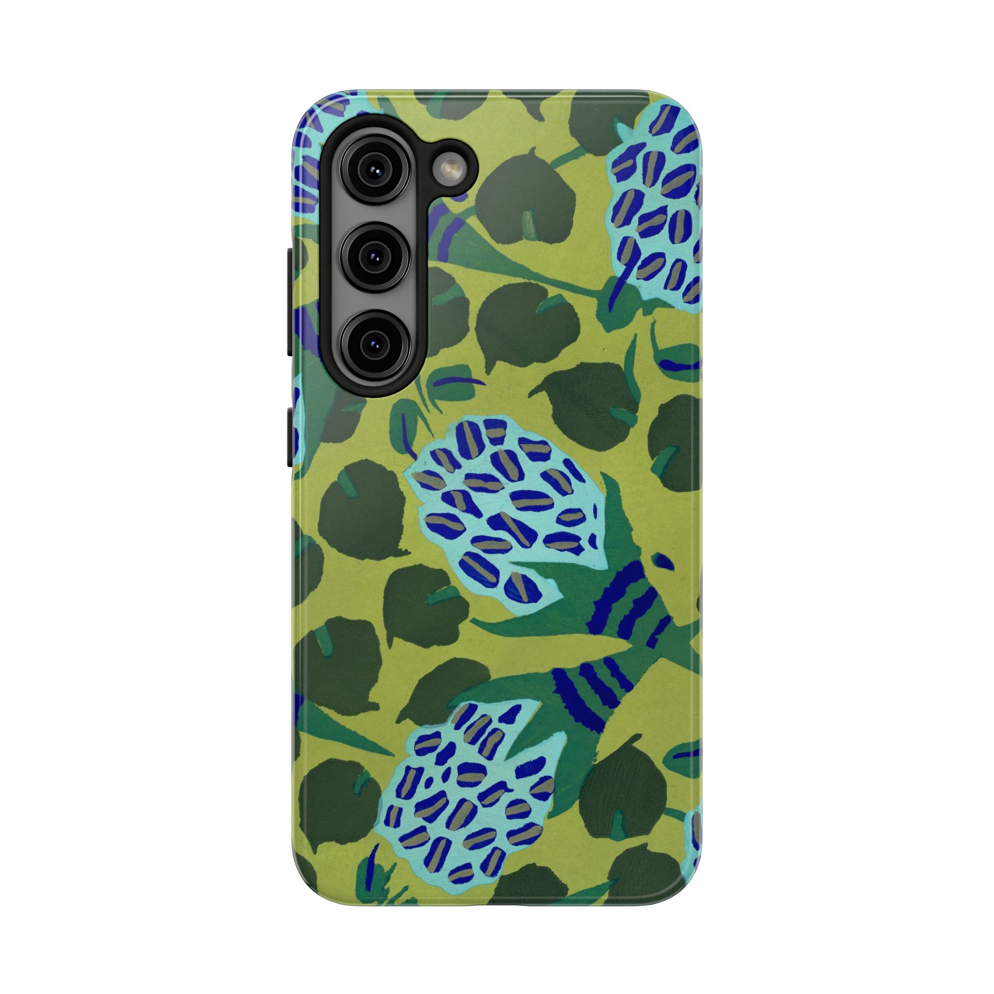 Blue & Green Floral Abstract Phone Case - Image 85
