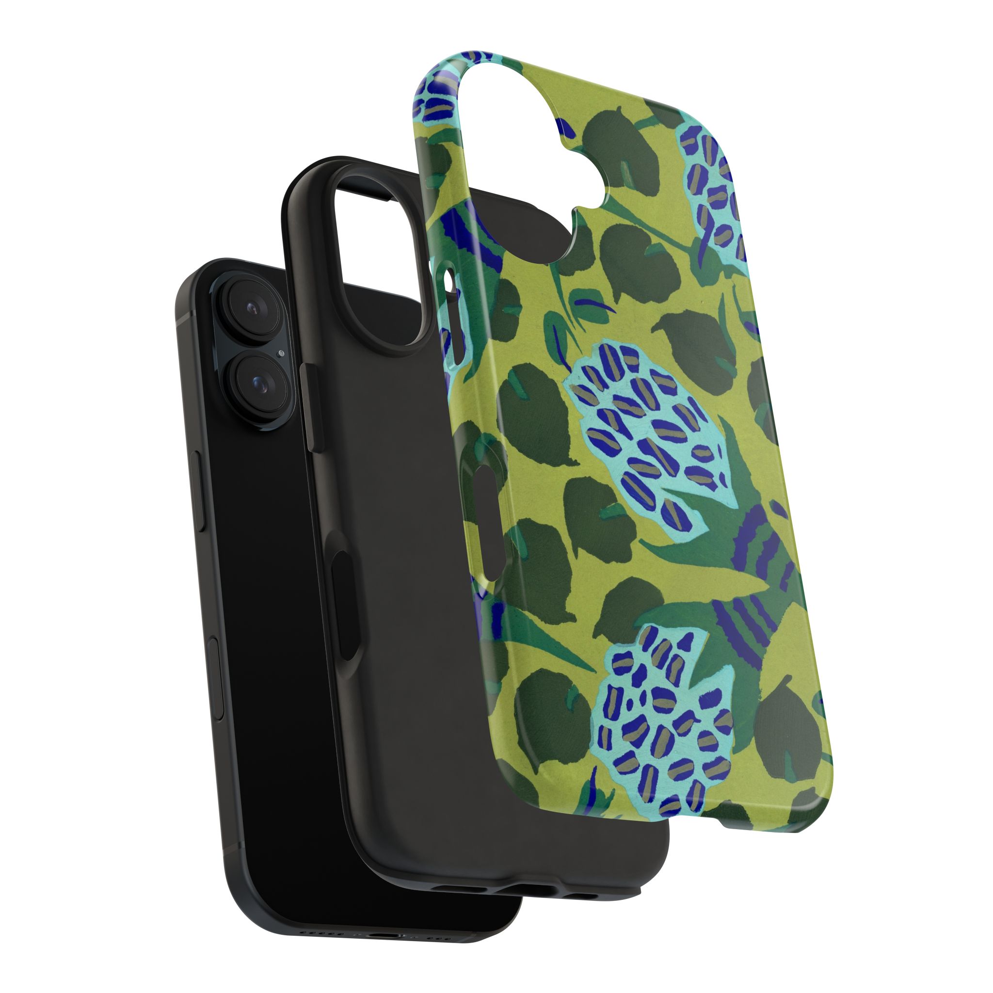 Blue & Green Floral Abstract Phone Case - Image 77