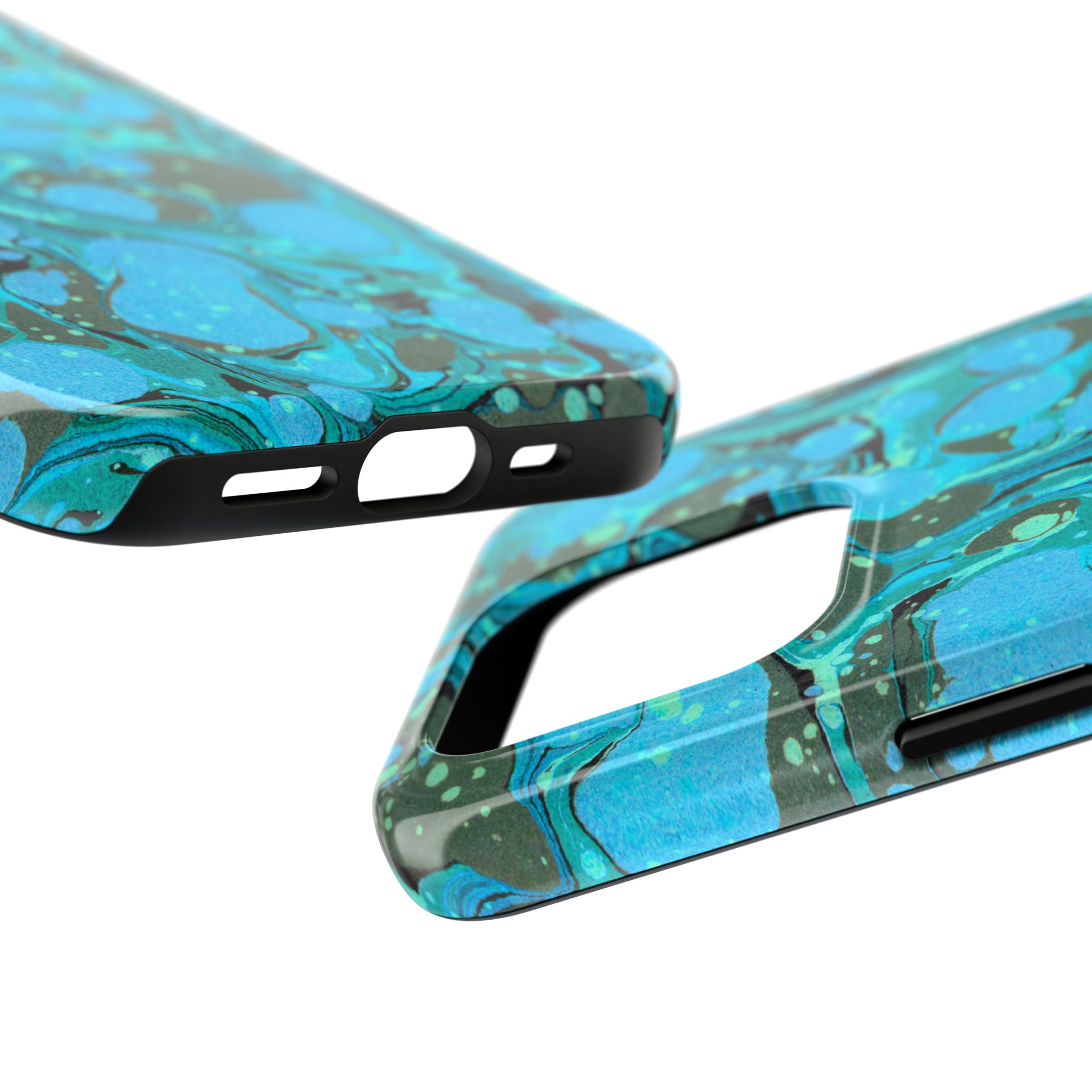 Marbled Phone Case - Aqua & Moss Green - Image 59