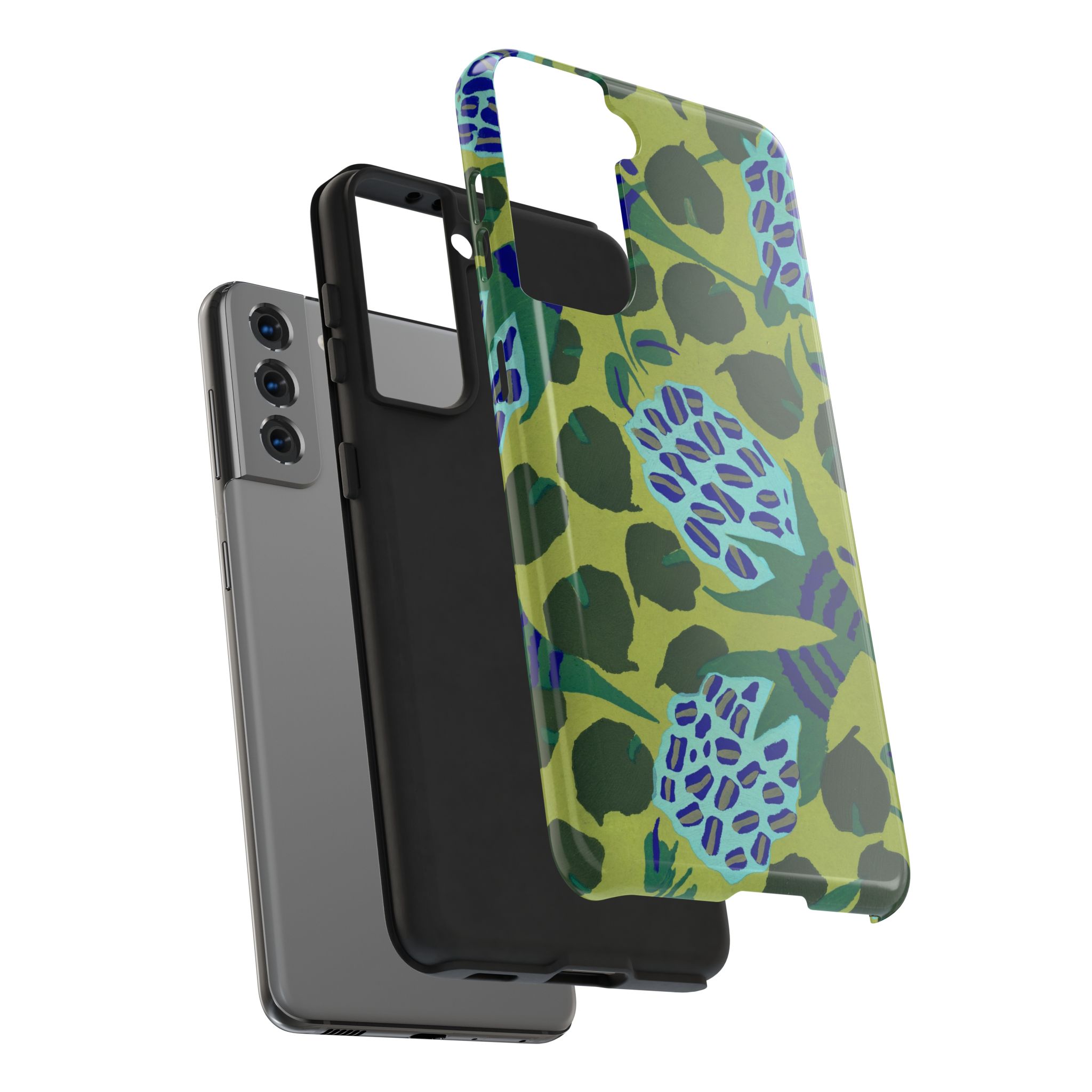 Blue & Green Floral Abstract Phone Case - Image 96