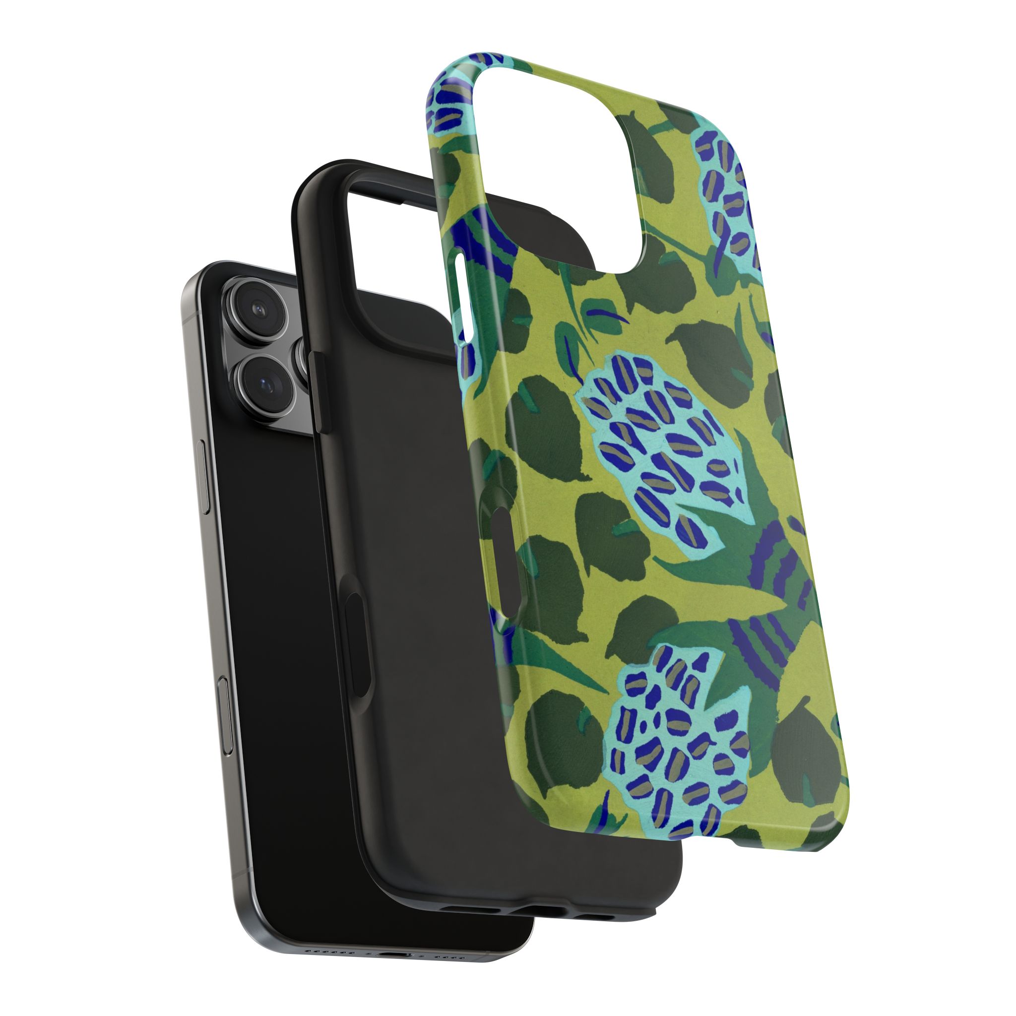 Blue & Green Floral Abstract Phone Case - Image 74