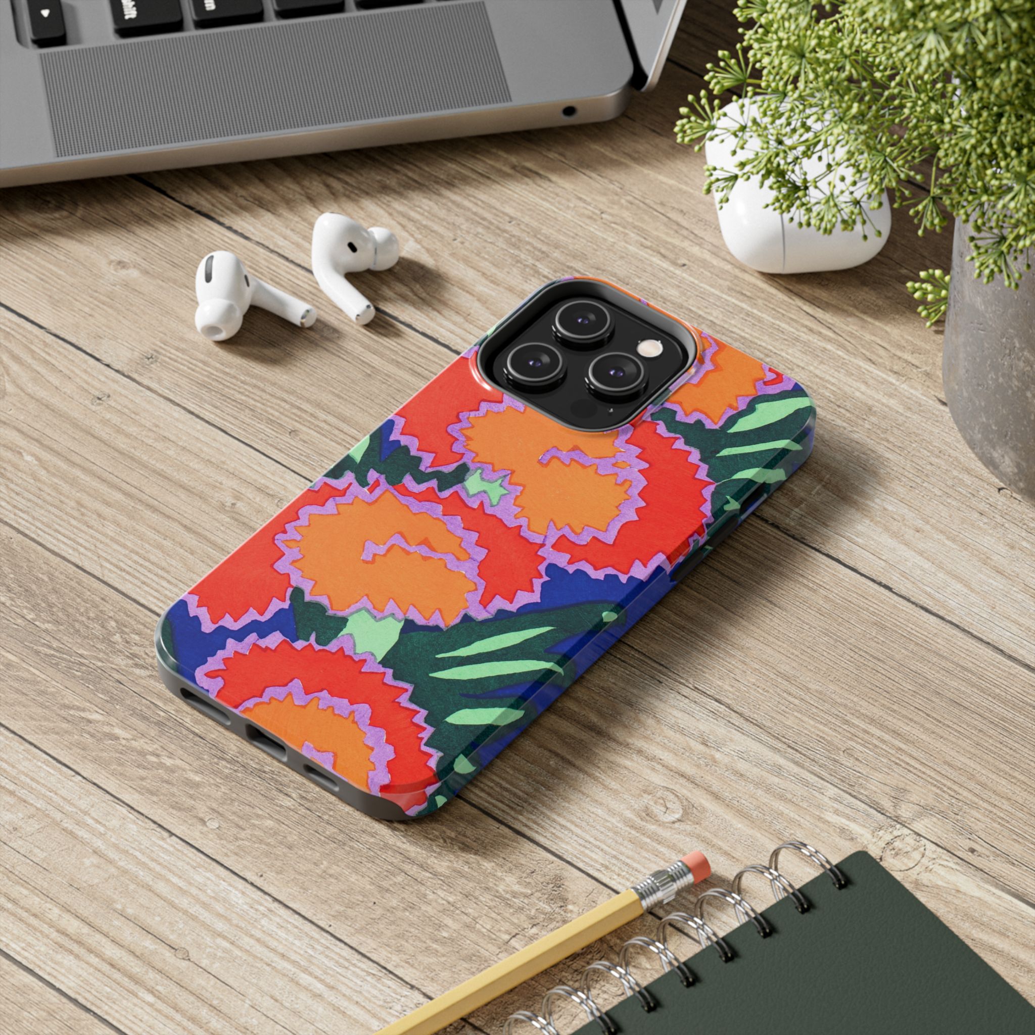Orange & Red Floral Abstract Phone Case - Image 50