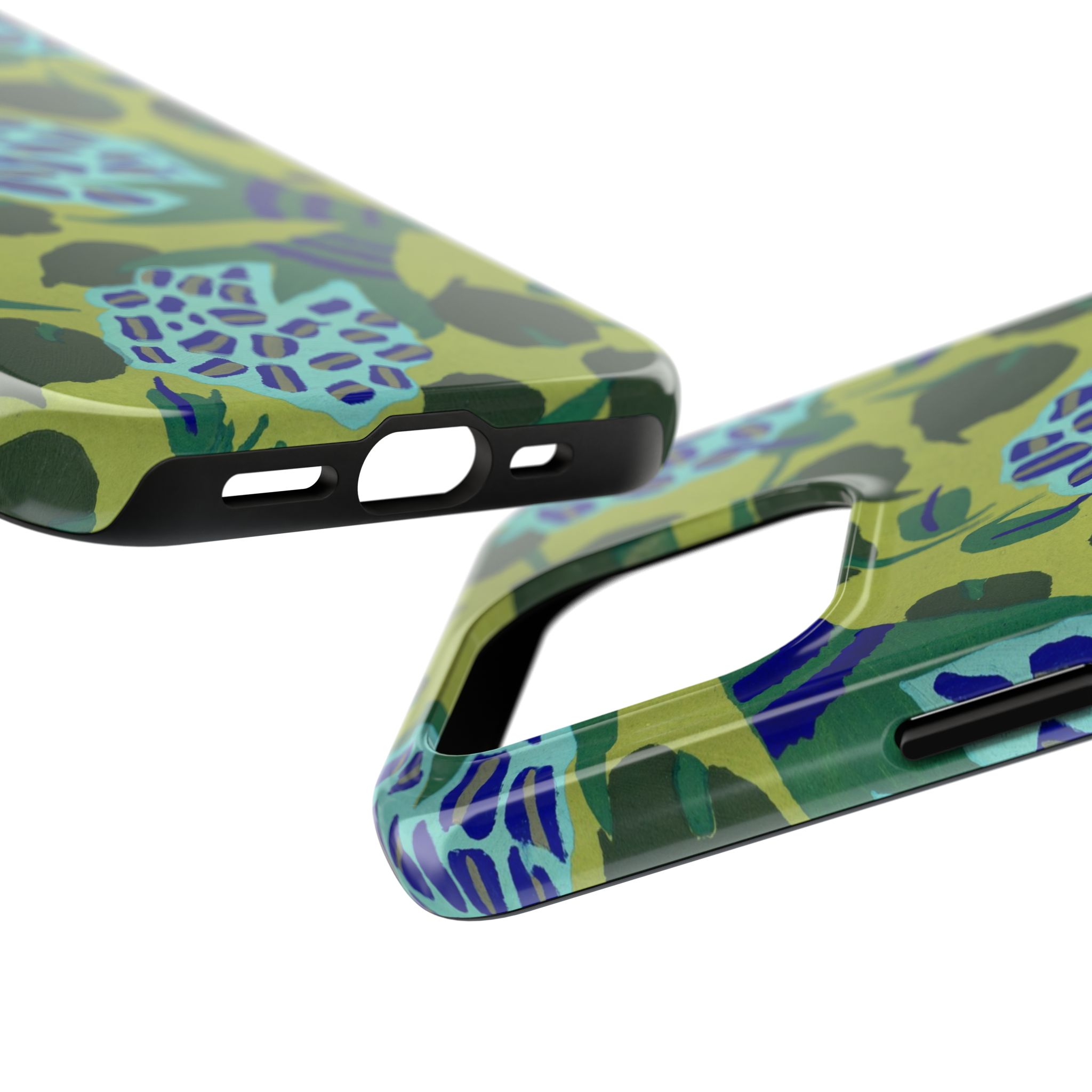 Blue & Green Floral Abstract Phone Case - Image 59
