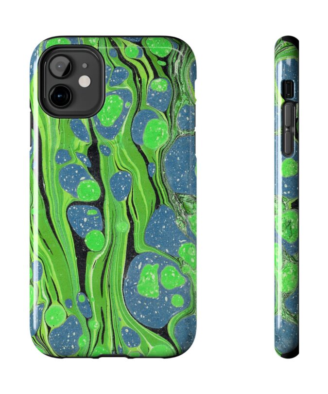 Marbled Phone Case - Lime Green and Blue