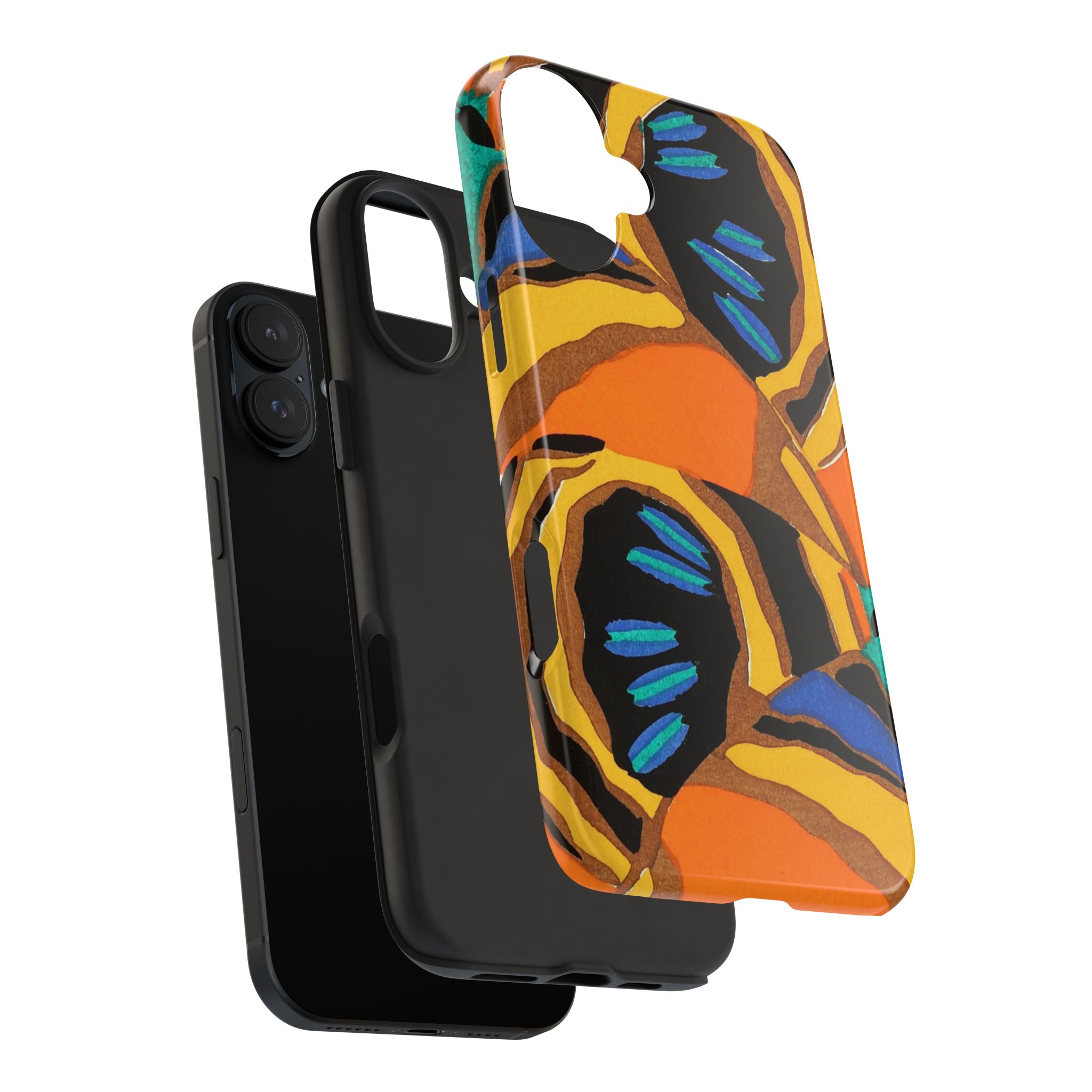 Orange, Black & Blue Abstract Phone Case - Image 80