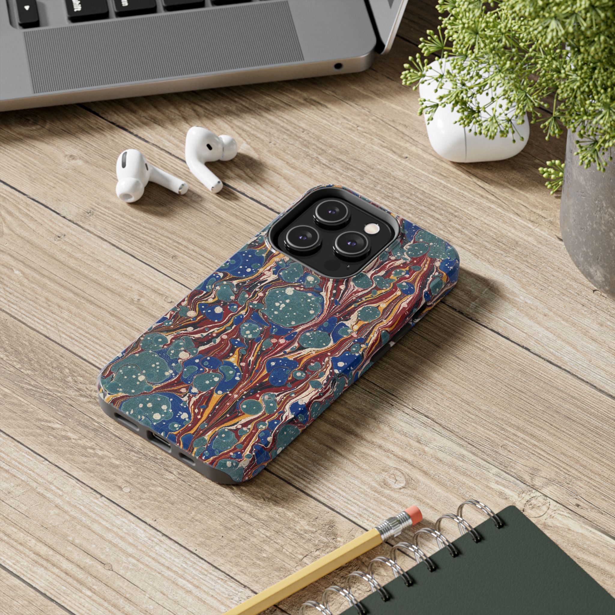 Marbled Phone Case - Dusty Blue & Rust - Image 48