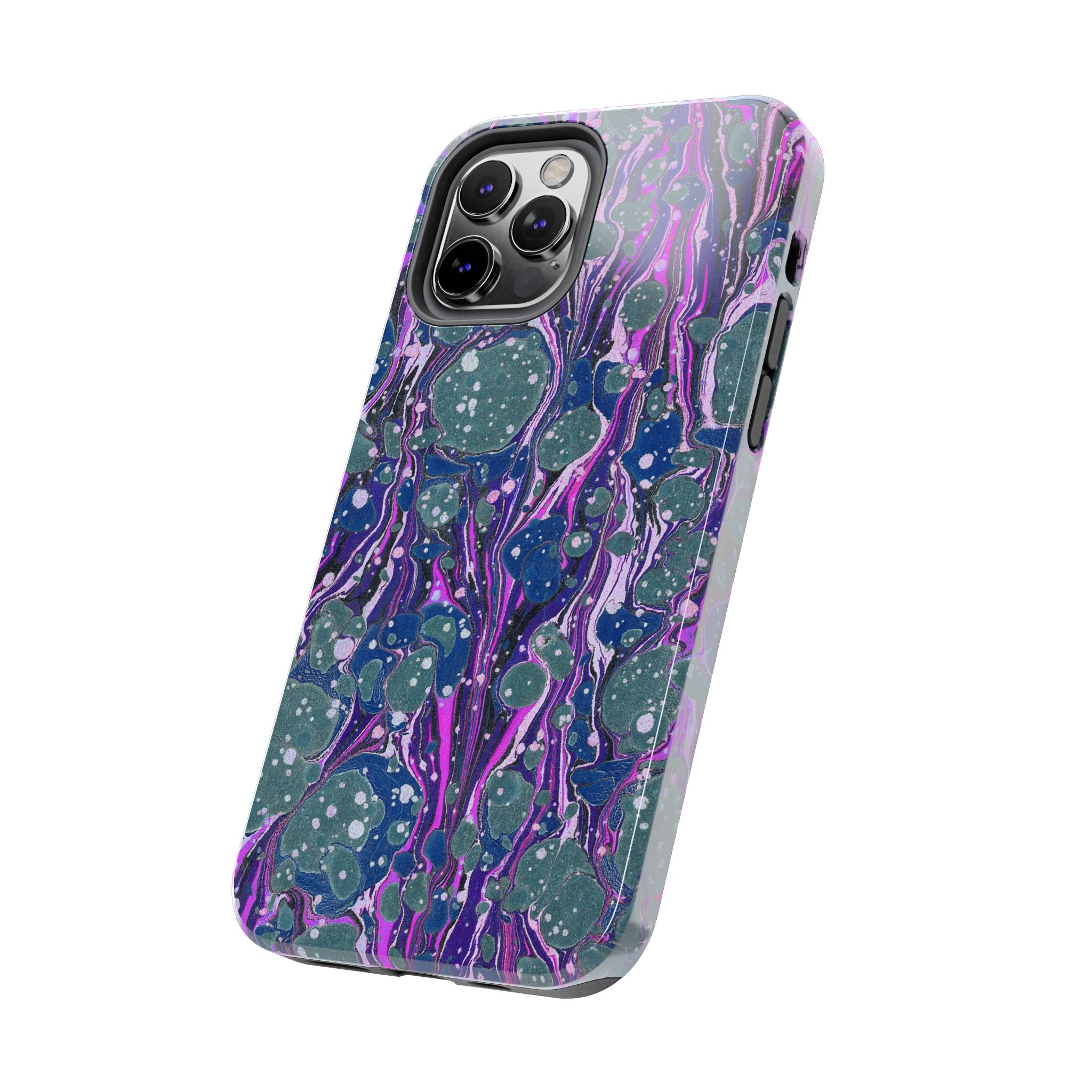 Marbled Phone Case - Navy, Magenta & Moss Green - Image 23