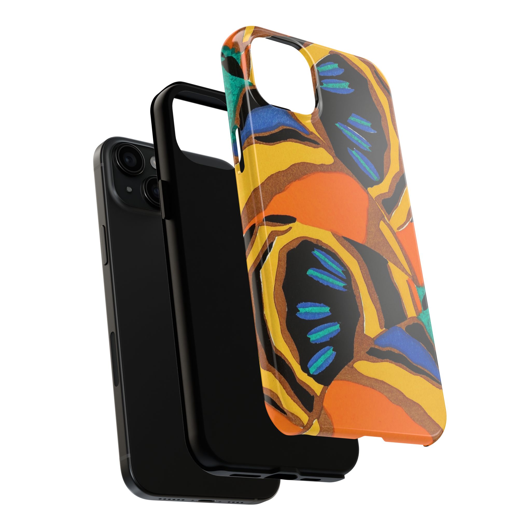 Orange, Black & Blue Abstract Phone Case - Image 64
