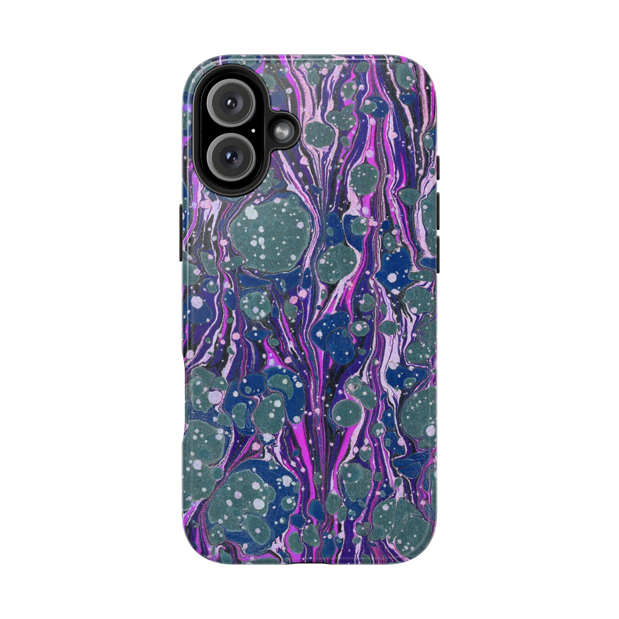 Marbled Phone Case - Navy, Magenta & Moss Green - Image 78