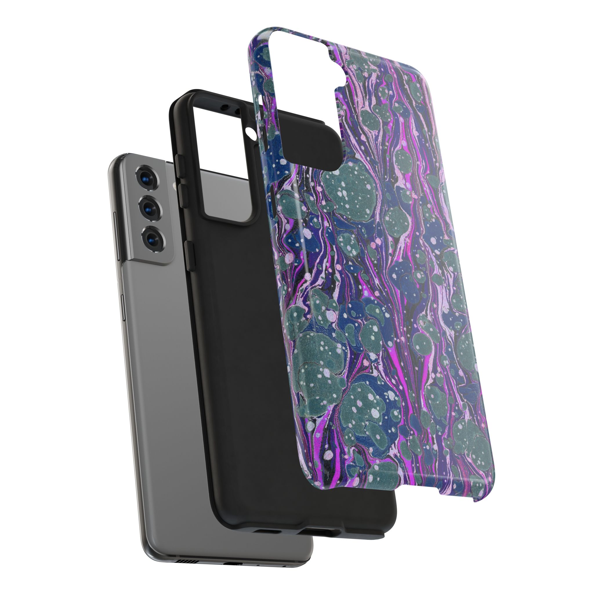 Marbled Phone Case - Navy, Magenta & Moss Green - Image 96
