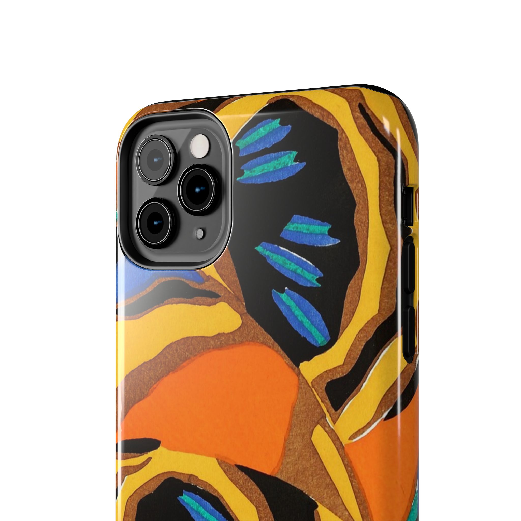 Orange, Black & Blue Abstract Phone Case - Image 12