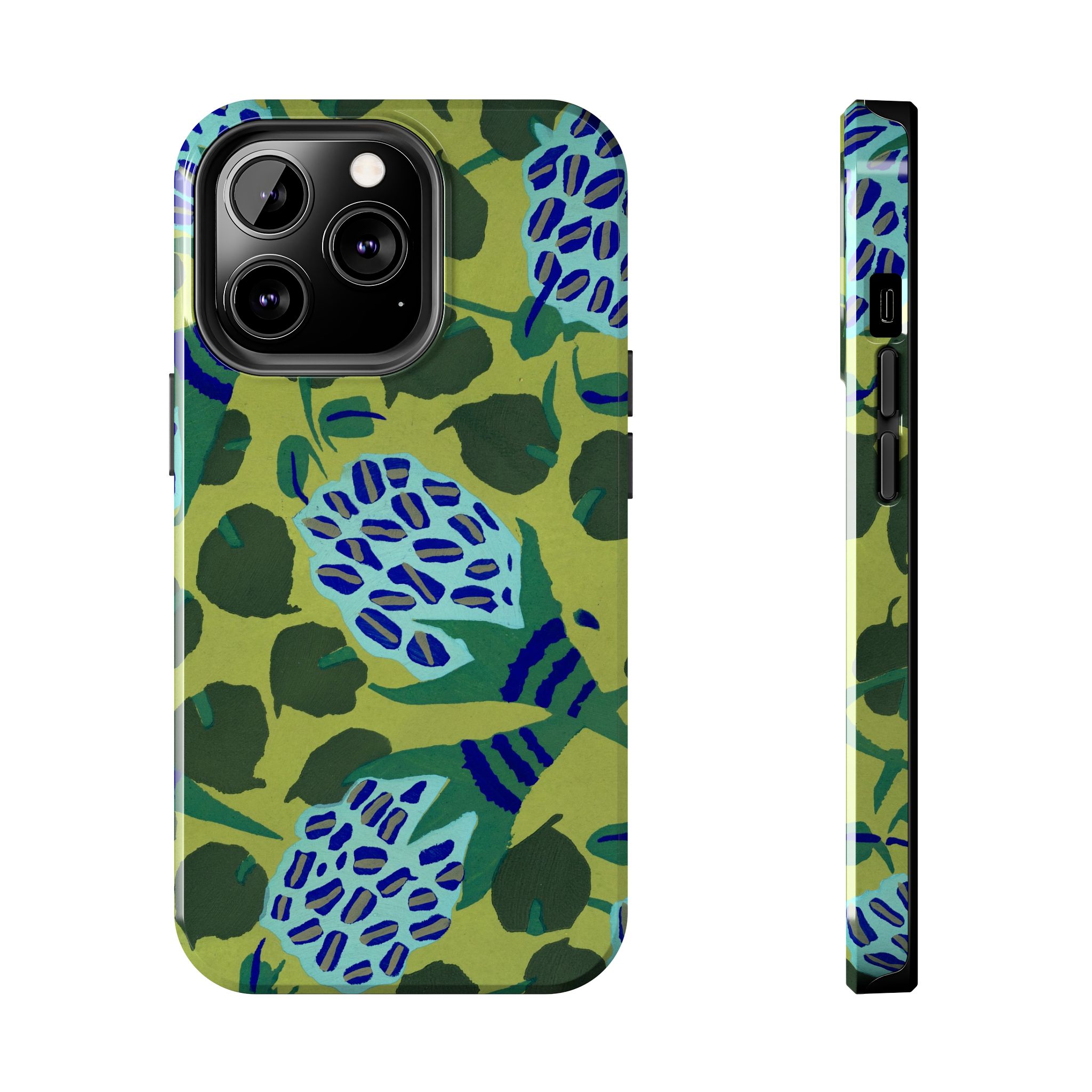 Blue & Green Floral Abstract Phone Case - Image 37