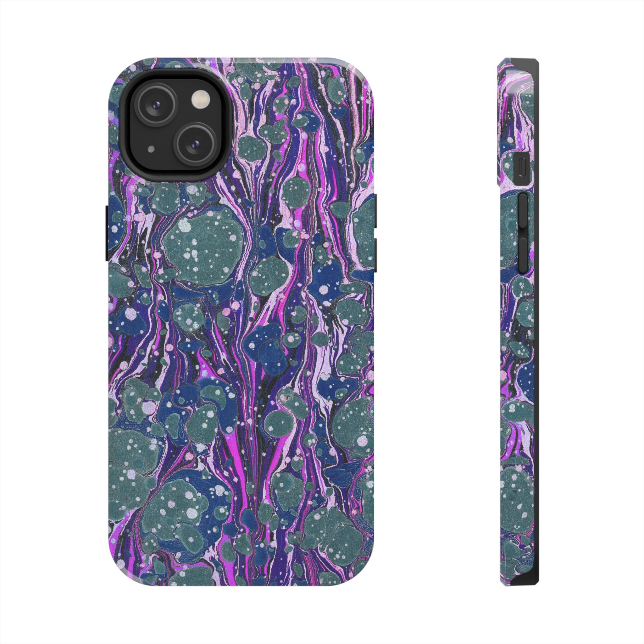Marbled Phone Case - Navy, Magenta & Moss Green - Image 51