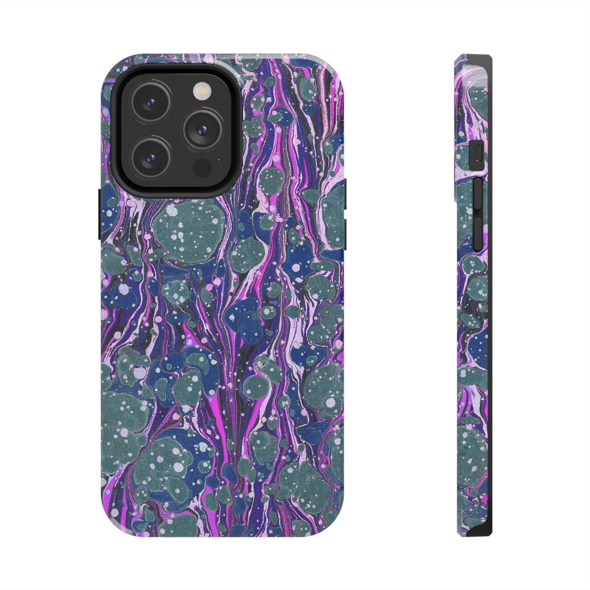 Marbled Phone Case - Navy, Magenta & Moss Green - Image 49
