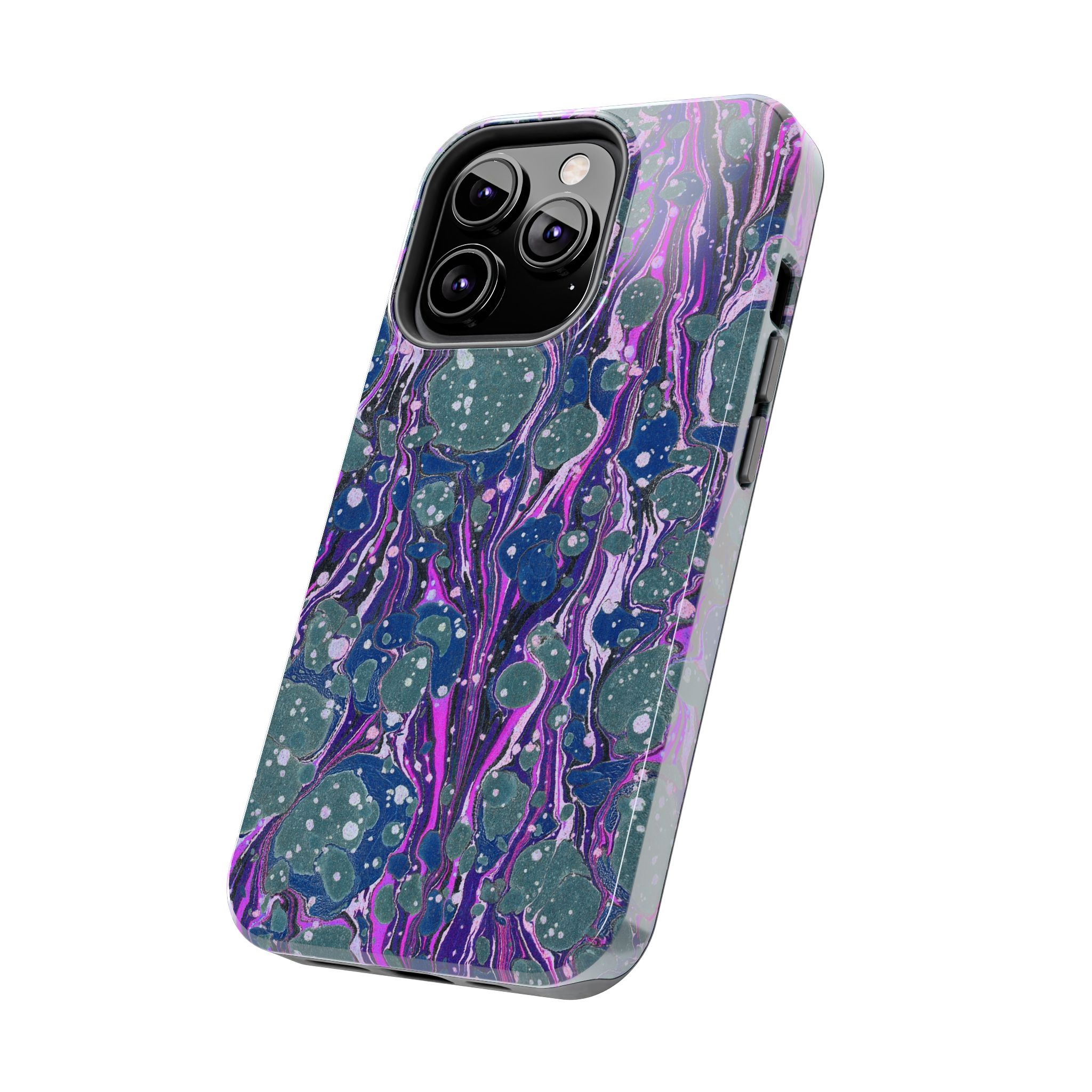 Marbled Phone Case - Navy, Magenta & Moss Green - Image 39