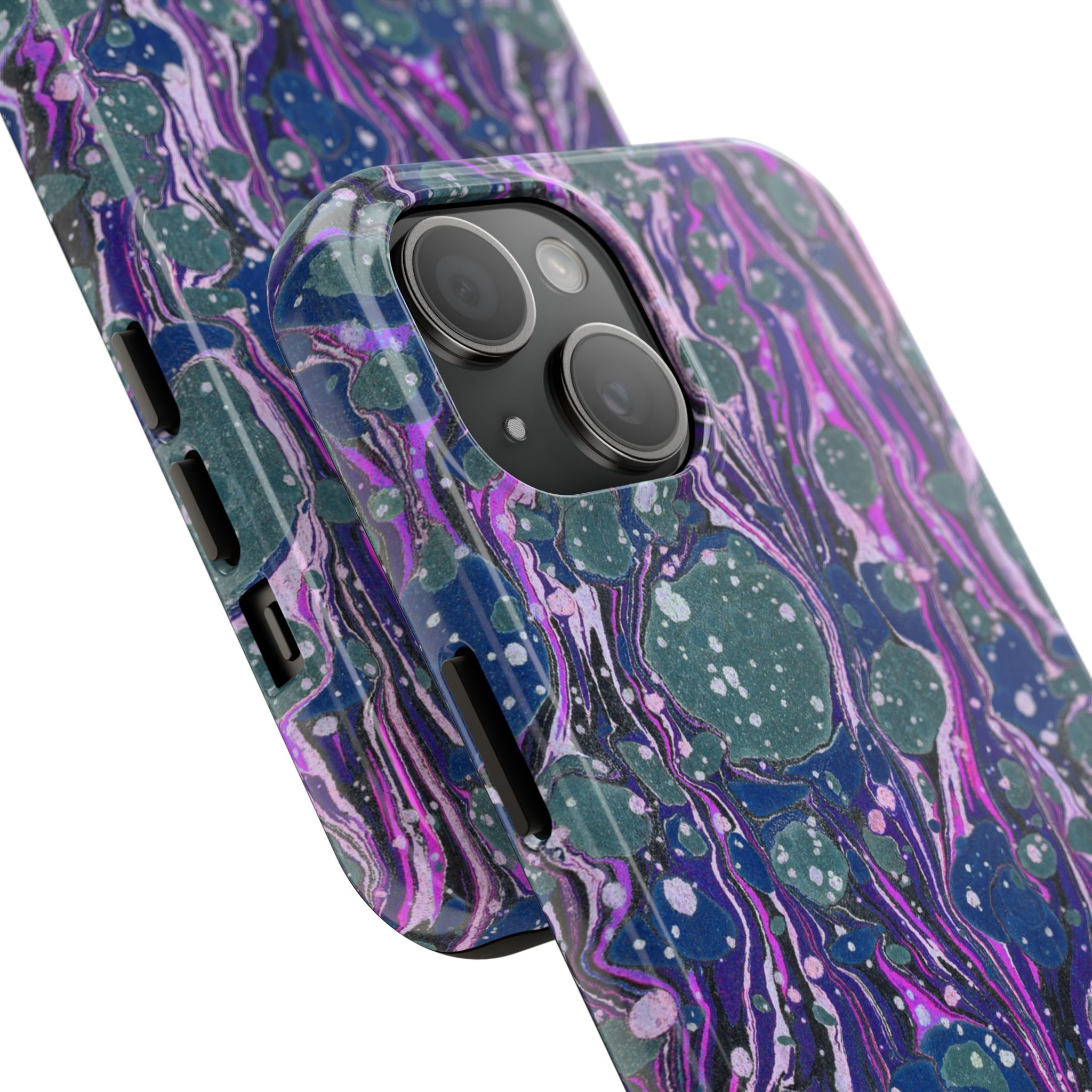 Marbled Phone Case - Navy, Magenta & Moss Green - Image 54
