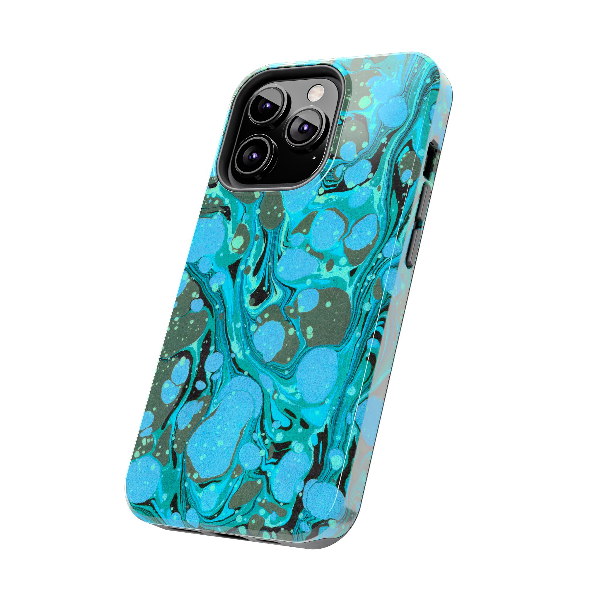 Marbled Phone Case - Aqua & Moss Green - Image 39