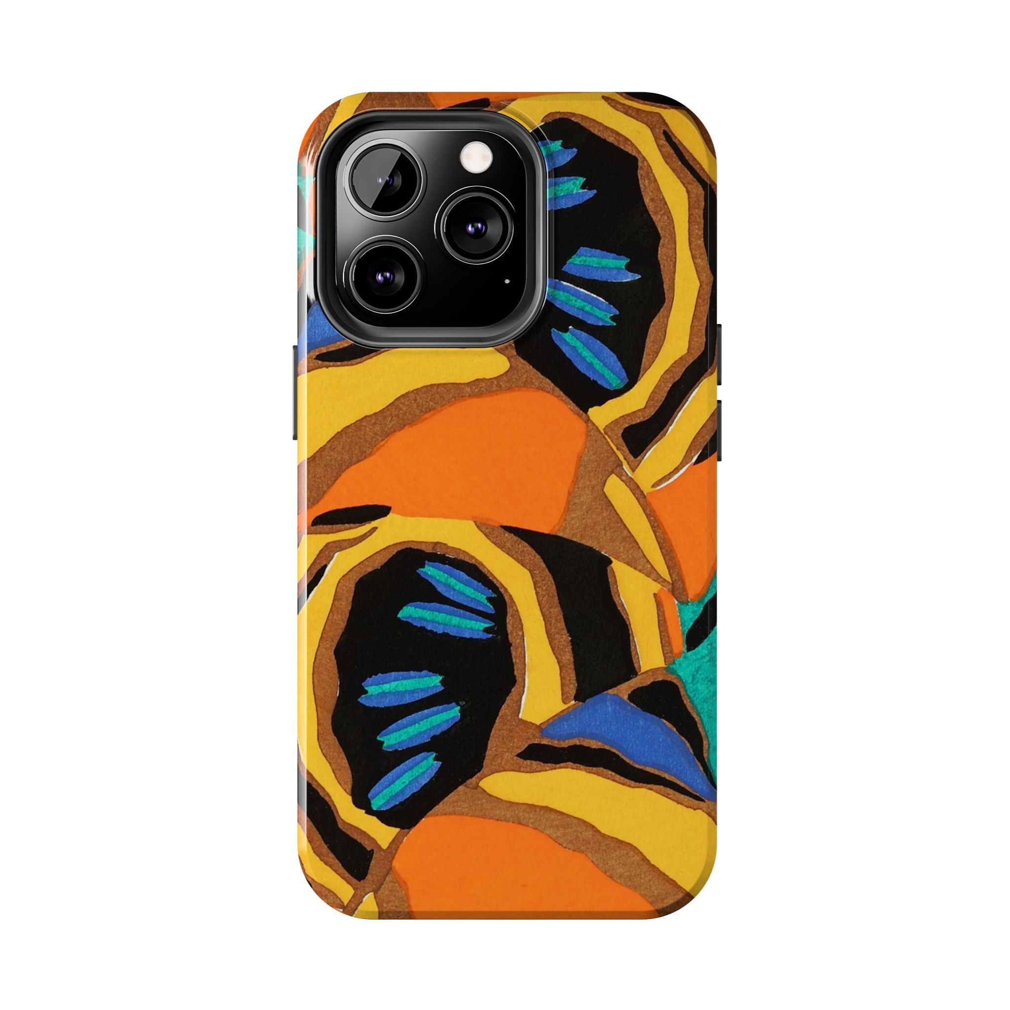 Orange, Black & Blue Abstract Phone Case - Image 38