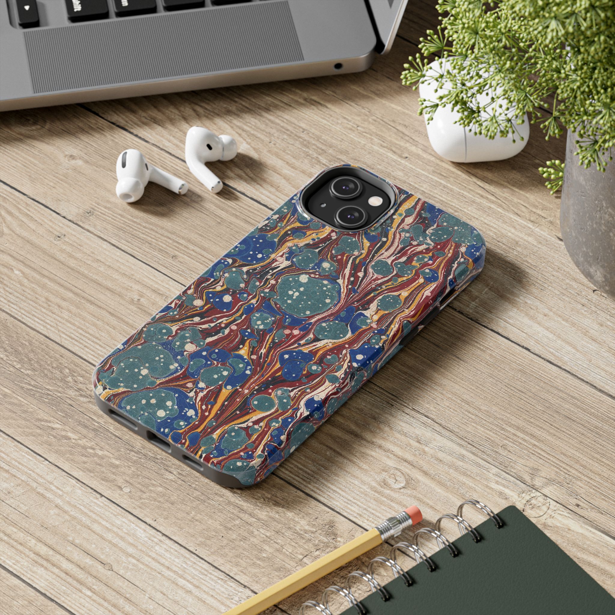 Marbled Phone Case - Dusty Blue & Rust - Image 52