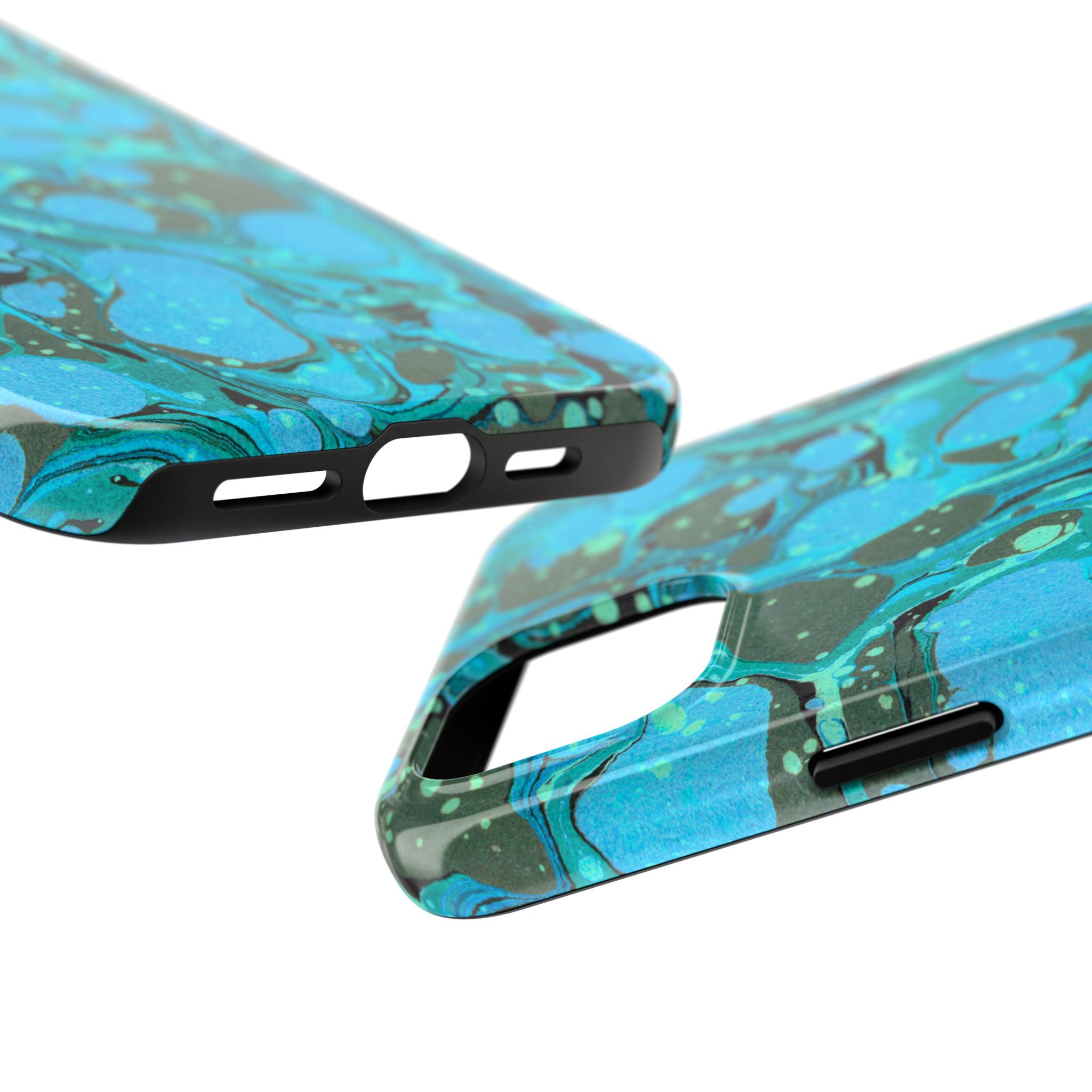 Marbled Phone Case - Aqua & Moss Green - Image 63