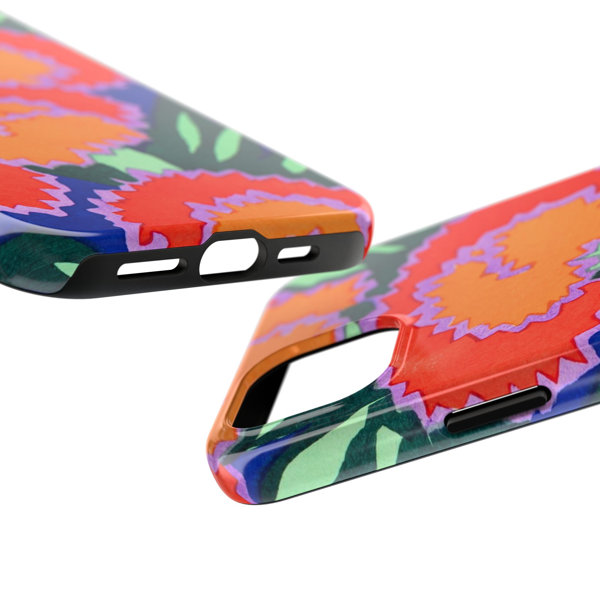 Orange & Red Floral Abstract Phone Case - Image 63