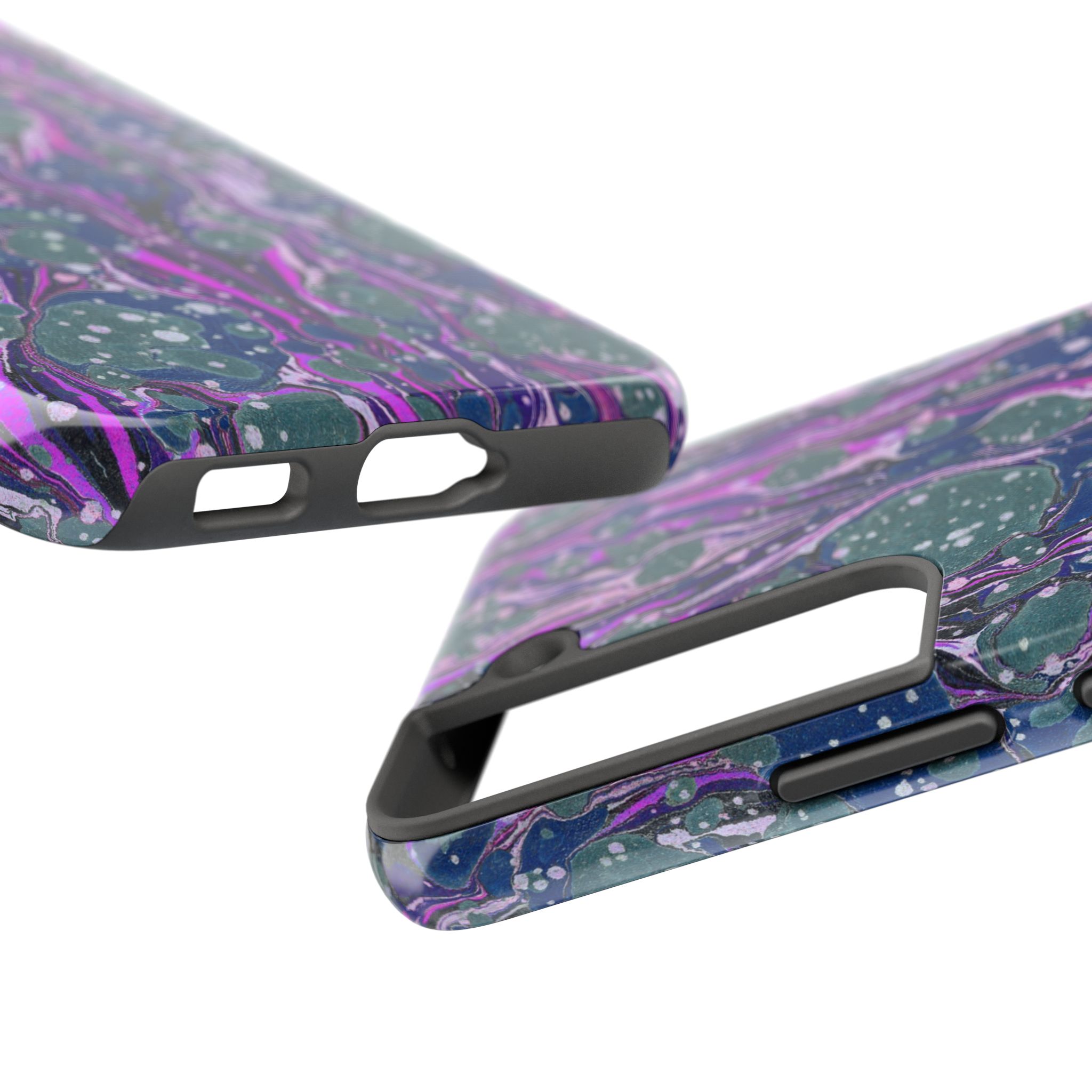 Marbled Phone Case - Navy, Magenta & Moss Green - Image 91