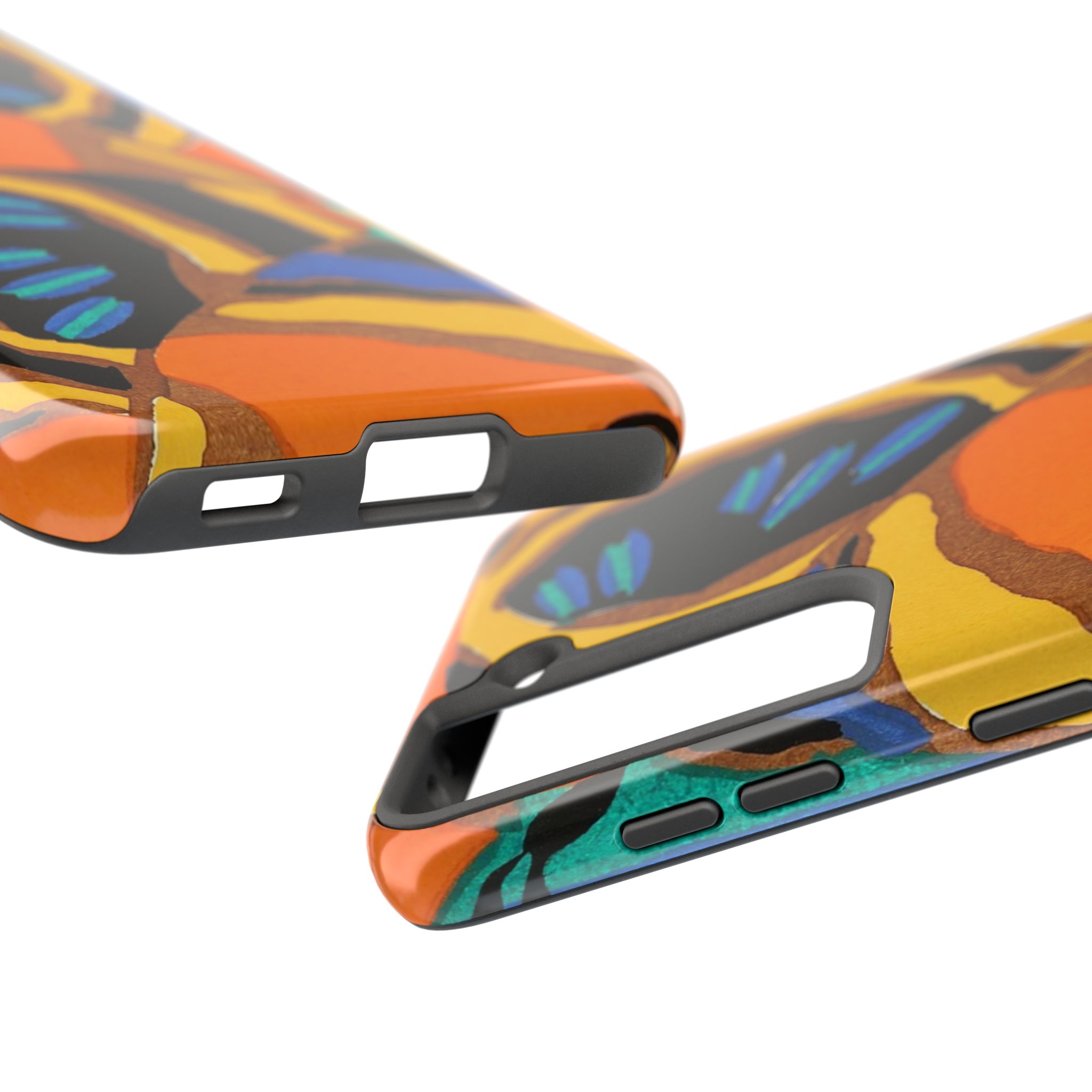 Orange, Black & Blue Abstract Phone Case - Image 95