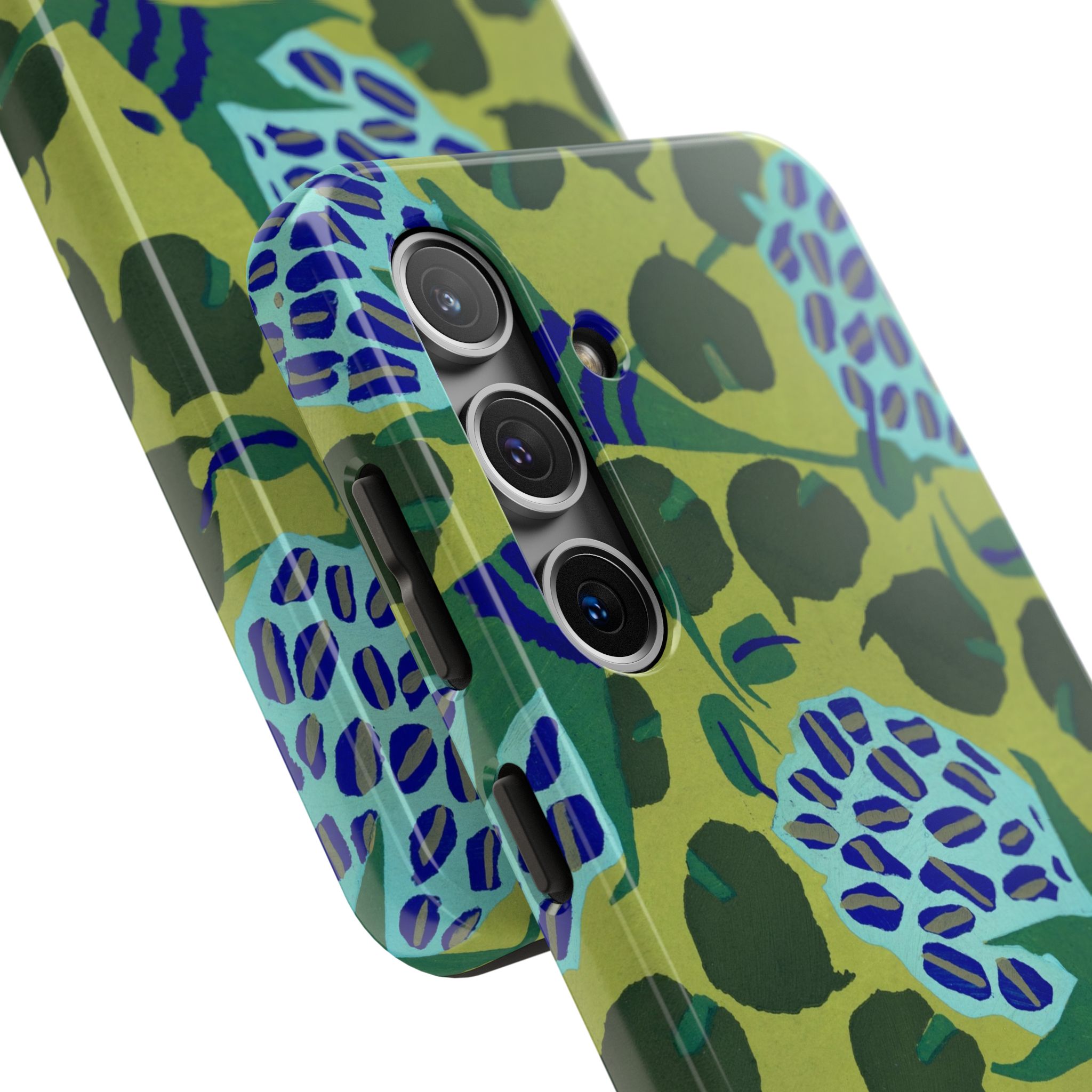 Blue & Green Floral Abstract Phone Case - Image 82
