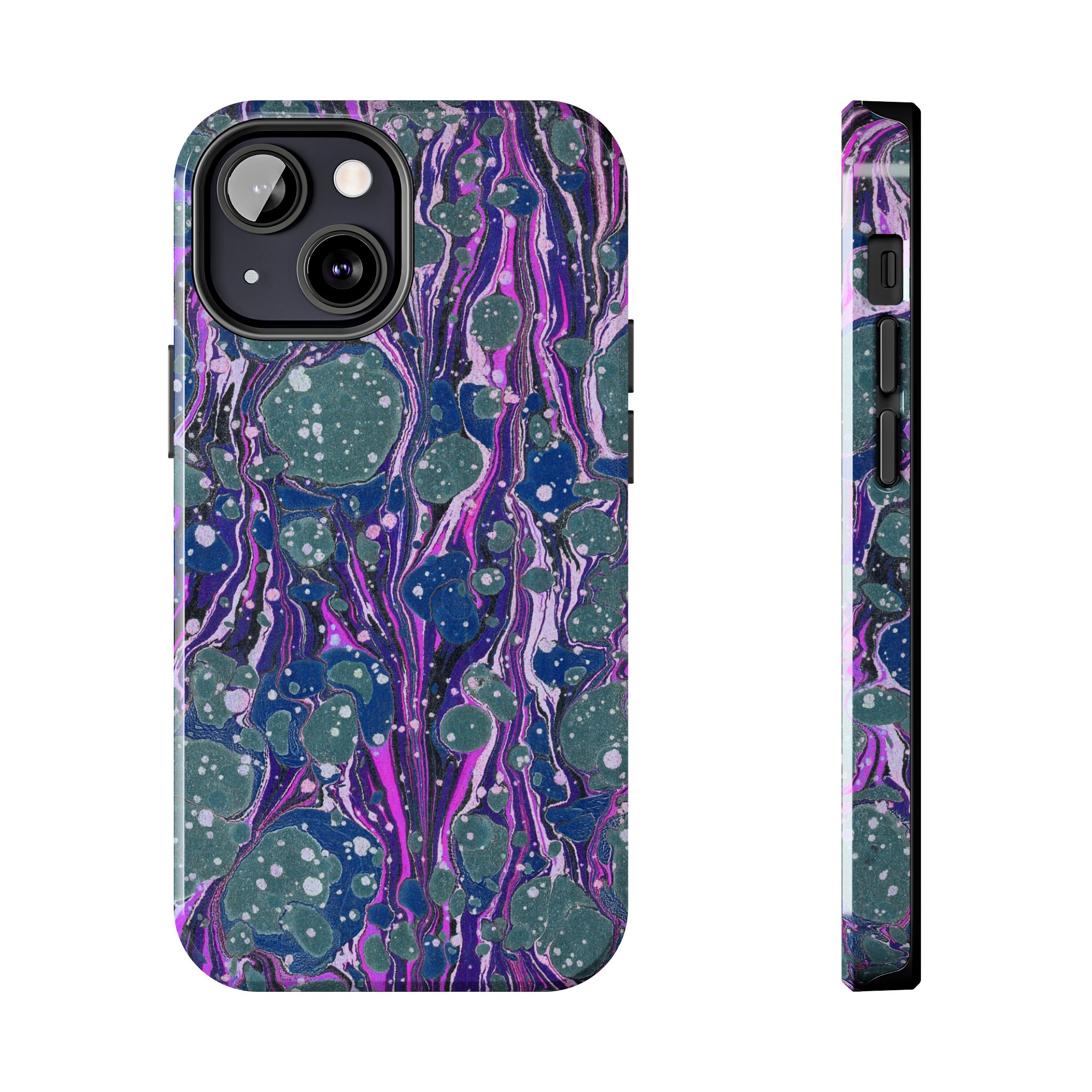 Marbled Phone Case - Navy, Magenta & Moss Green - Image 33